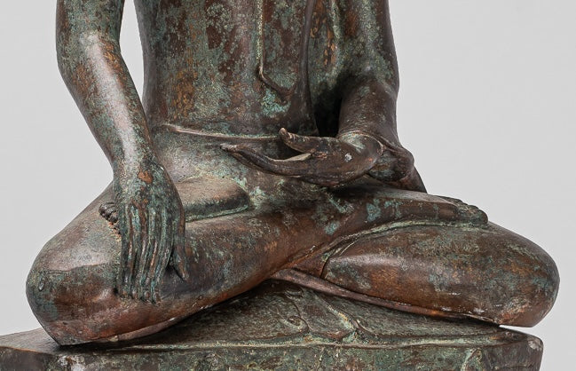 Large Buddha Statue - Antique Thai Style Chiang Rung Seated Enlightenment Buddha Statue - 101cm/40"