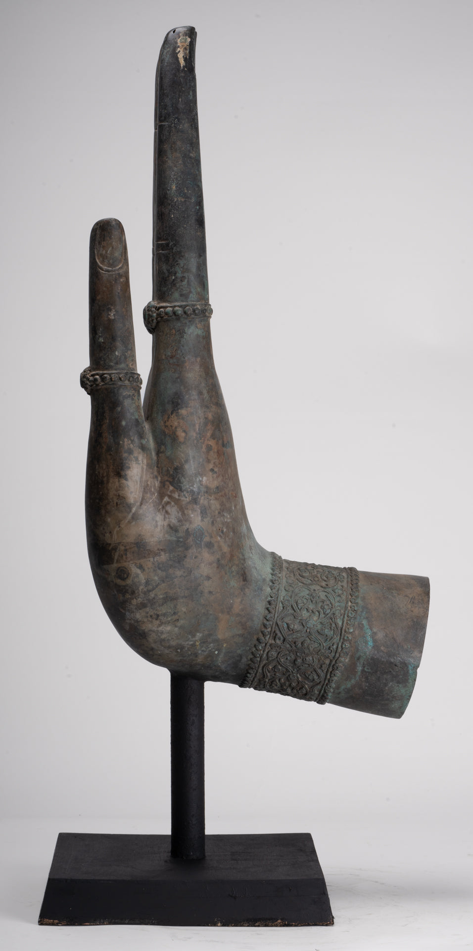 Large Hand - Mounted Antique Thai Style Southeast Asia Bronze Thai Protection Hand - 77cm/31"