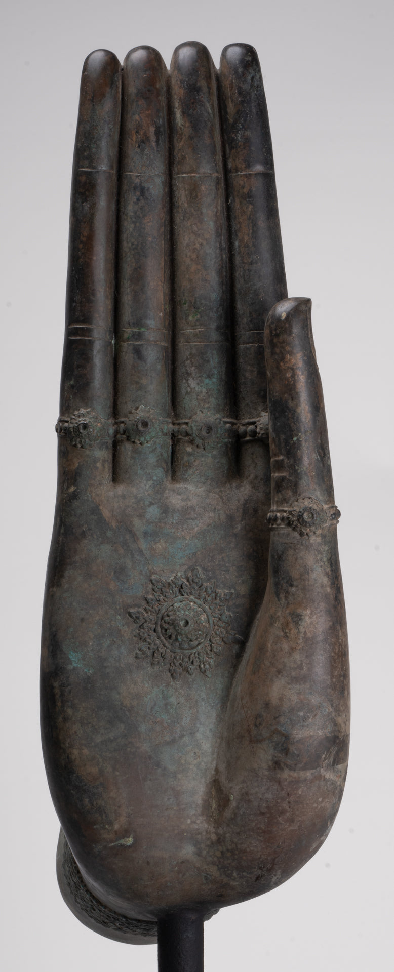 Large Hand - Mounted Antique Thai Style Southeast Asia Bronze Thai Protection Hand - 77cm/31"
