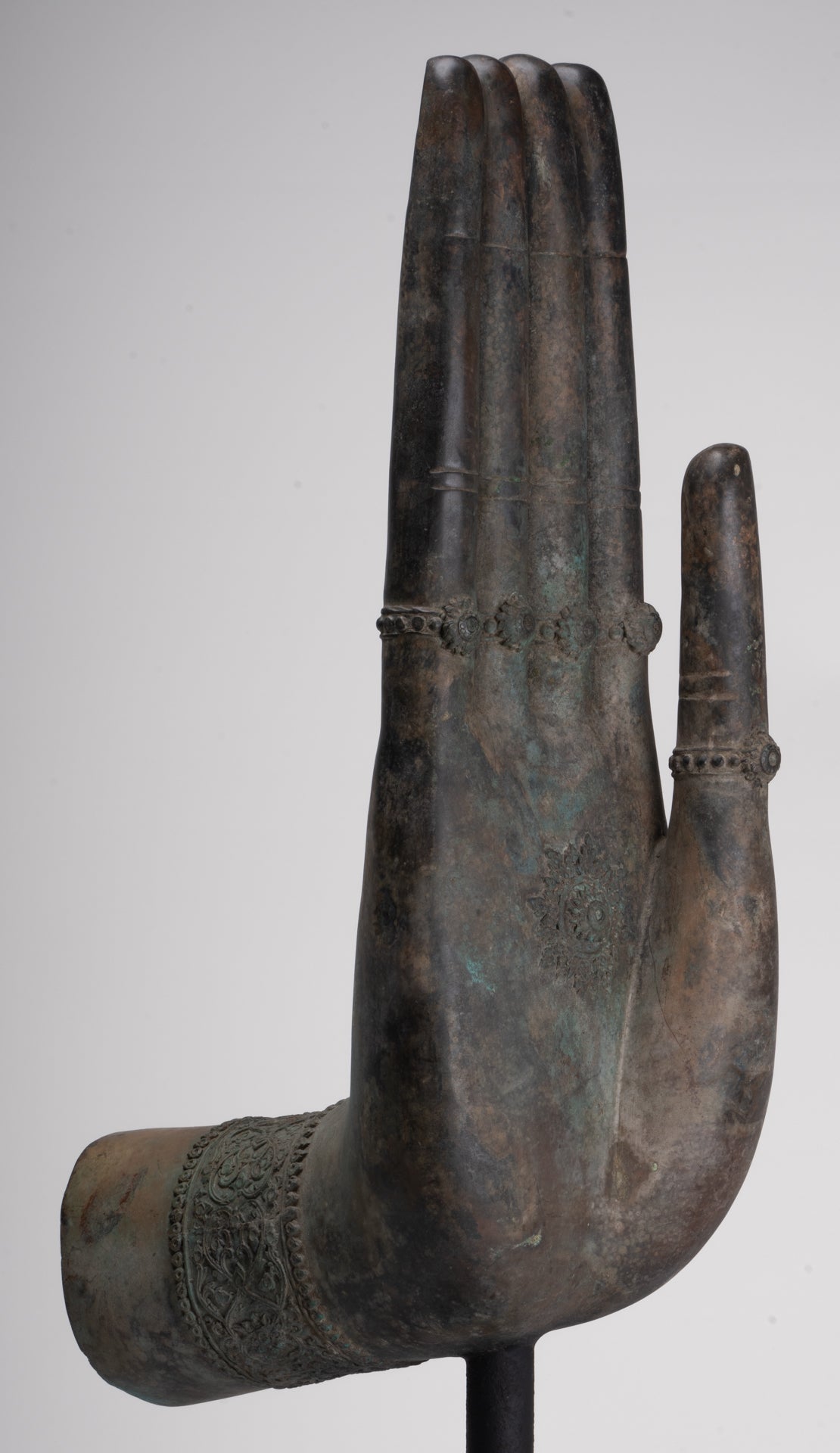 Large Hand - Mounted Antique Thai Style Southeast Asia Bronze Thai Protection Hand - 77cm/31"