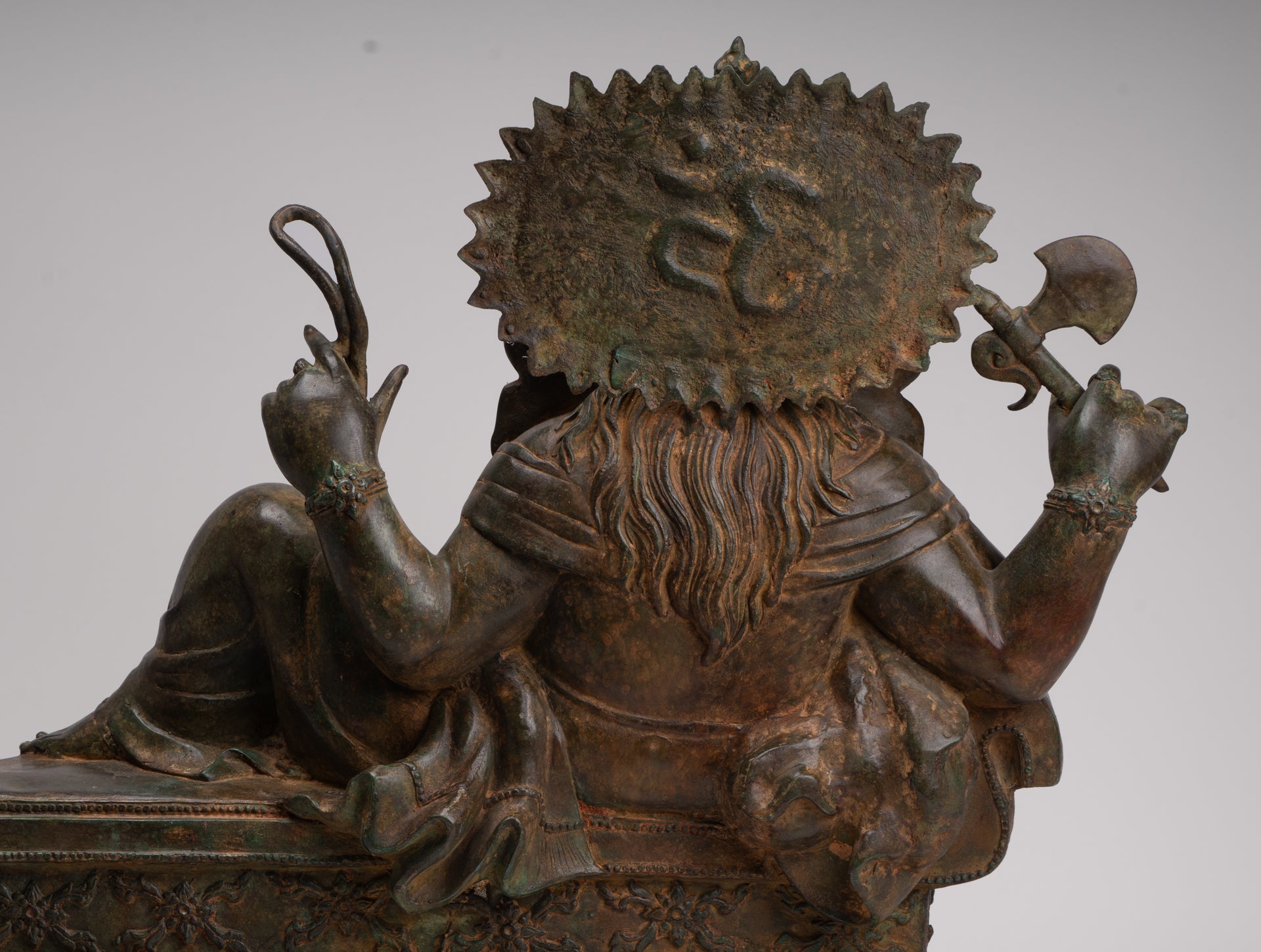 Ganesh - Antique Thai Style Bronze Reclining Ganesha Statue w/Mouse - 55cm/22"