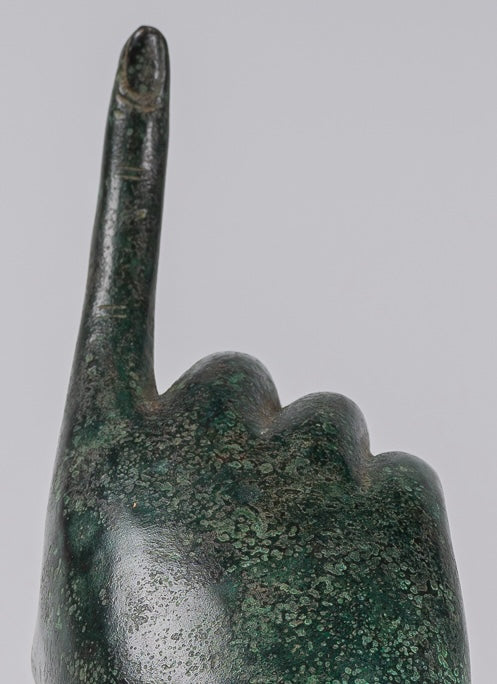 Mounted Antique Khmer Style Bronze Apsara Suchi Mudra Hand - 30cm/12"
