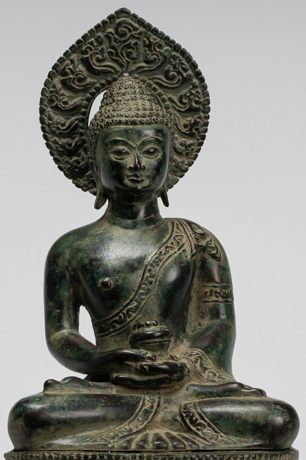 Buddha Statue - Antique Indonesian Style Bronze Javanese Amitabha Buddha Statue - 30cm/12"