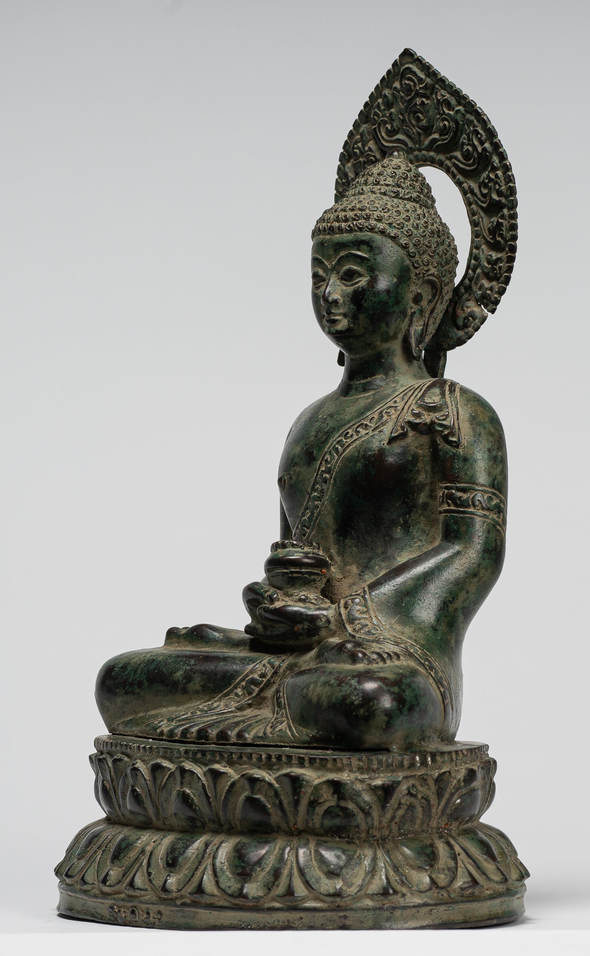 Buddha Statue - Antique Indonesian Style Bronze Javanese Amitabha Buddha Statue - 30cm/12"