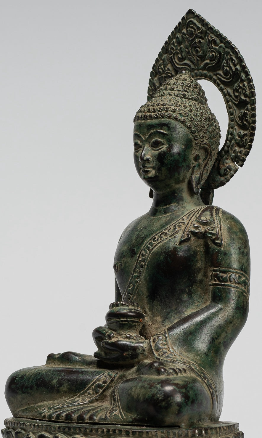 Buddha Statue - Antique Indonesian Style Bronze Javanese Amitabha Buddha Statue - 30cm/12"
