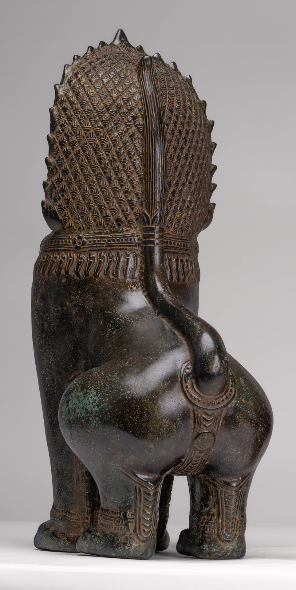 Temple Lions - Antique Khmer Style Bronze Standing Temple Guardians or Lions - 39cm/16"