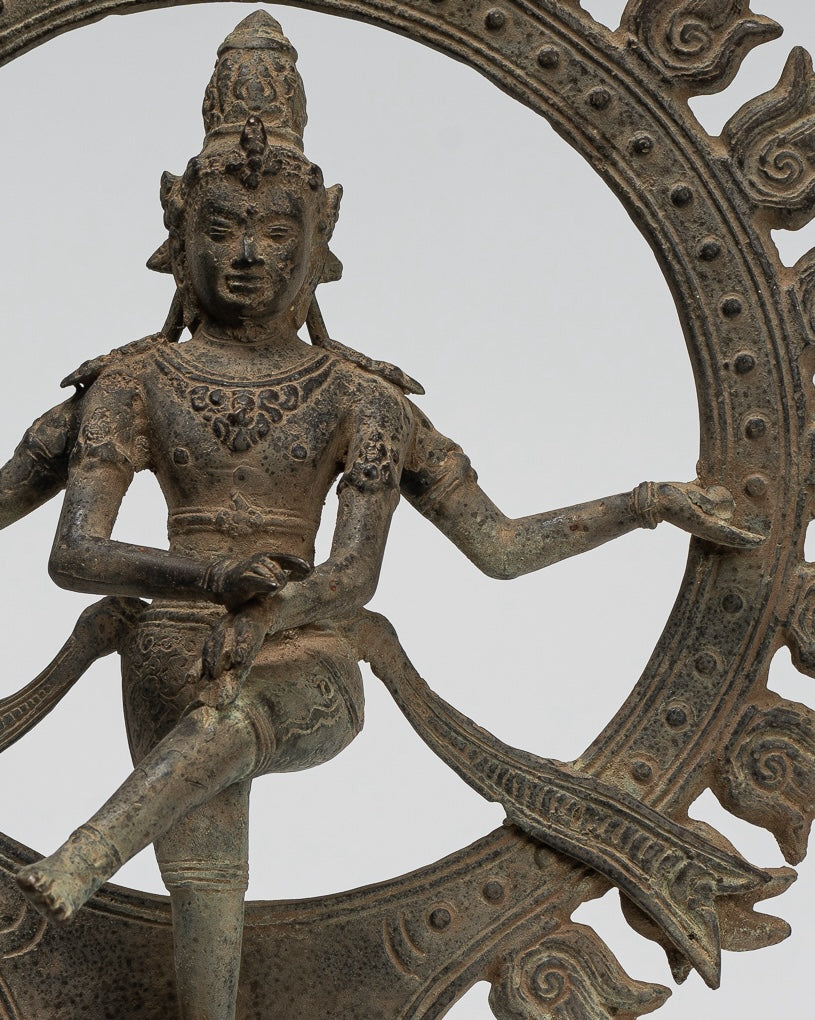 Shiva Statue - Antique Javanese Style Bronze Dancing Shiva statue as Lord Nataraja - 29cm(12") Tall