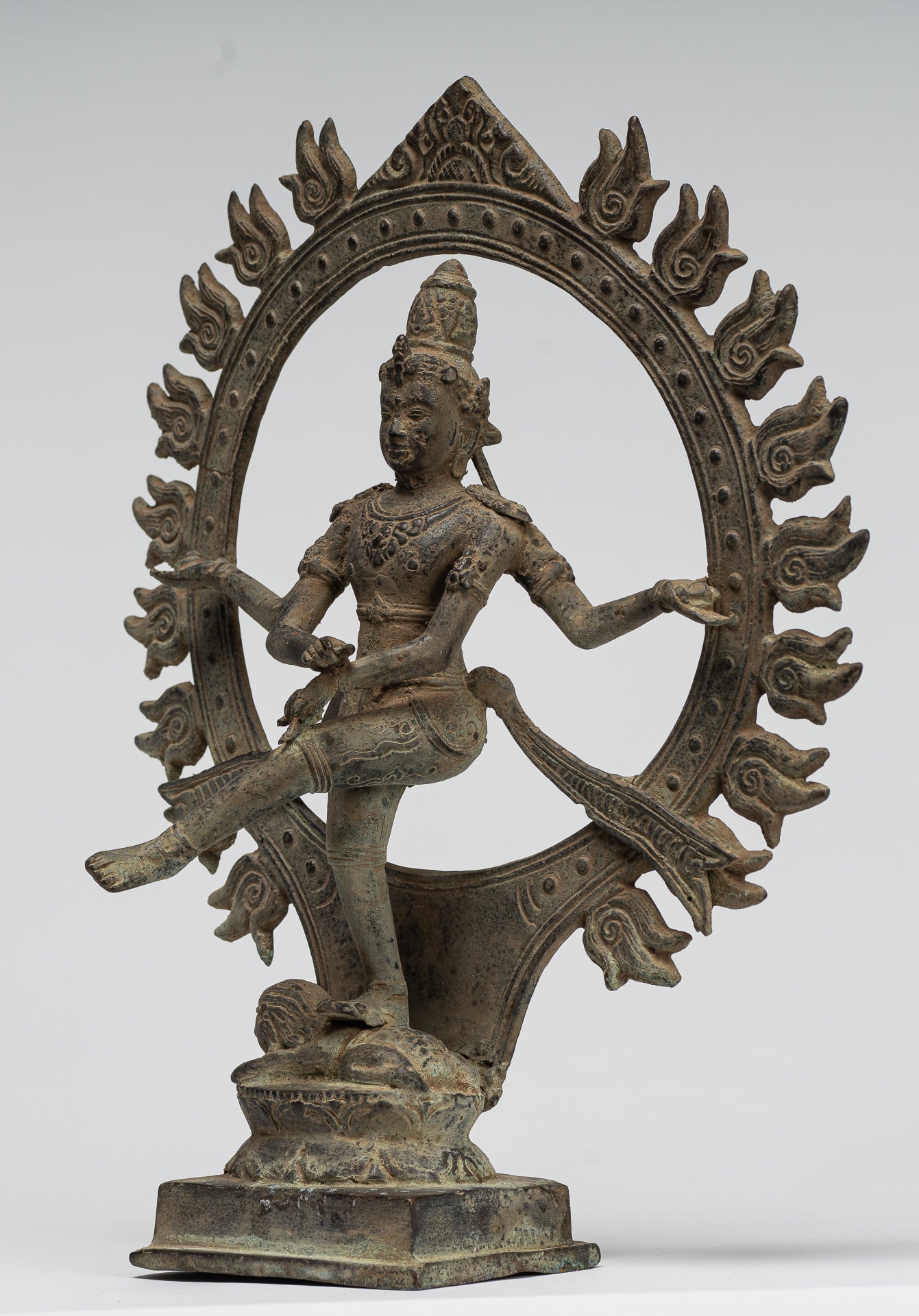 Shiva Statue - Antique Javanese Style Bronze Dancing Shiva statue as Lord Nataraja - 29cm(12") Tall