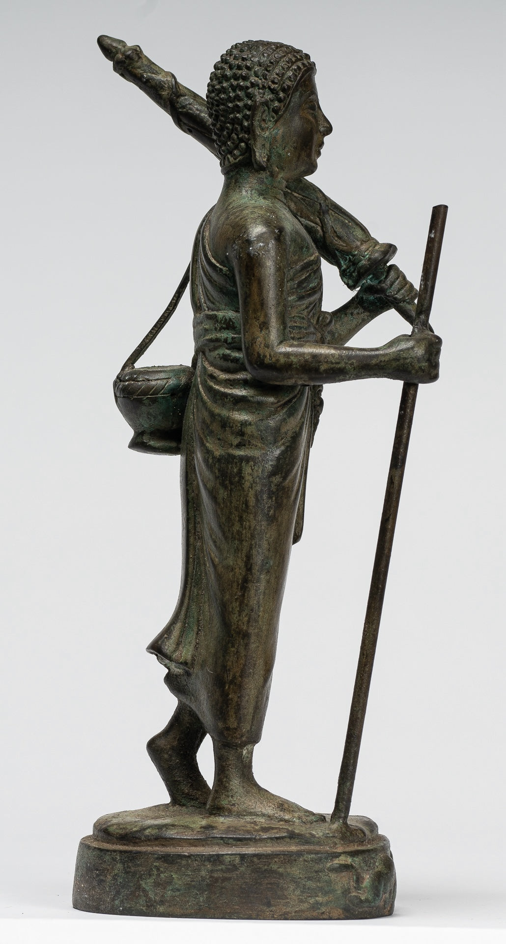 Monk - Antique Thai Style Bronze Dvaravati Devotee / Disciple of Buddha Statue - 29cm/12"