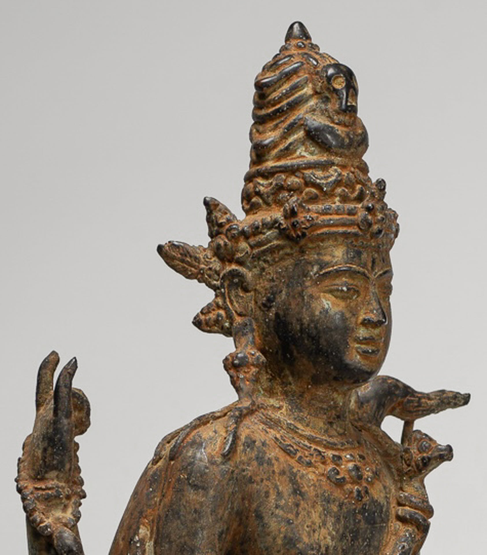 Shiva Statue - Antique Indonesian Style Bronze Javanese Standing 4-Arm Shiva Statue - 52cm/21"