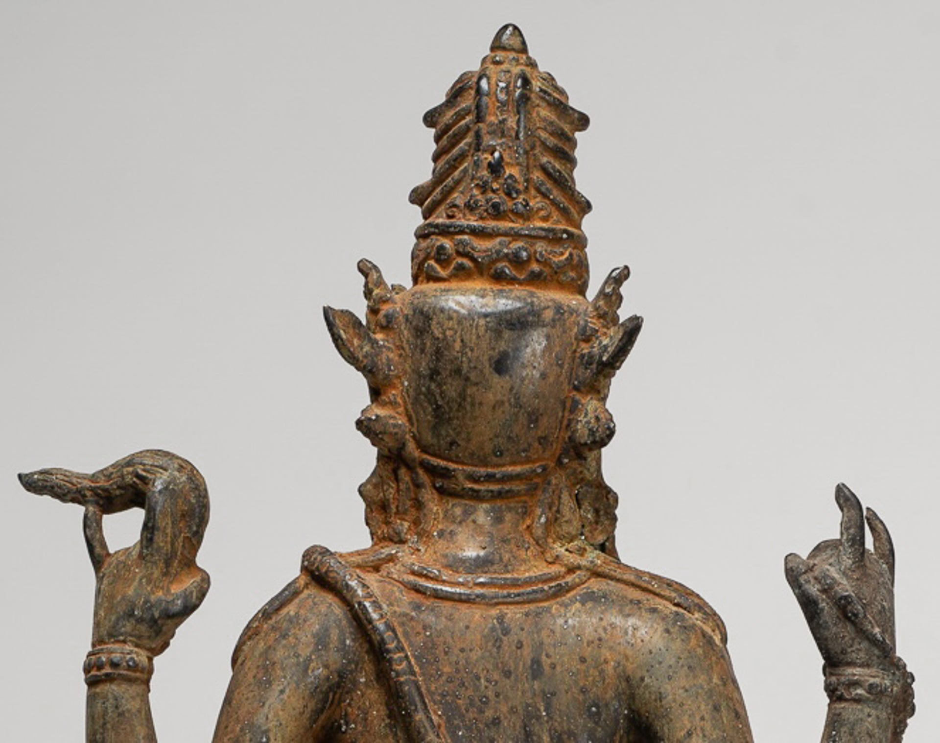 Shiva Statue - Antique Indonesian Style Bronze Javanese Standing 4-Arm Shiva Statue - 52cm/21"