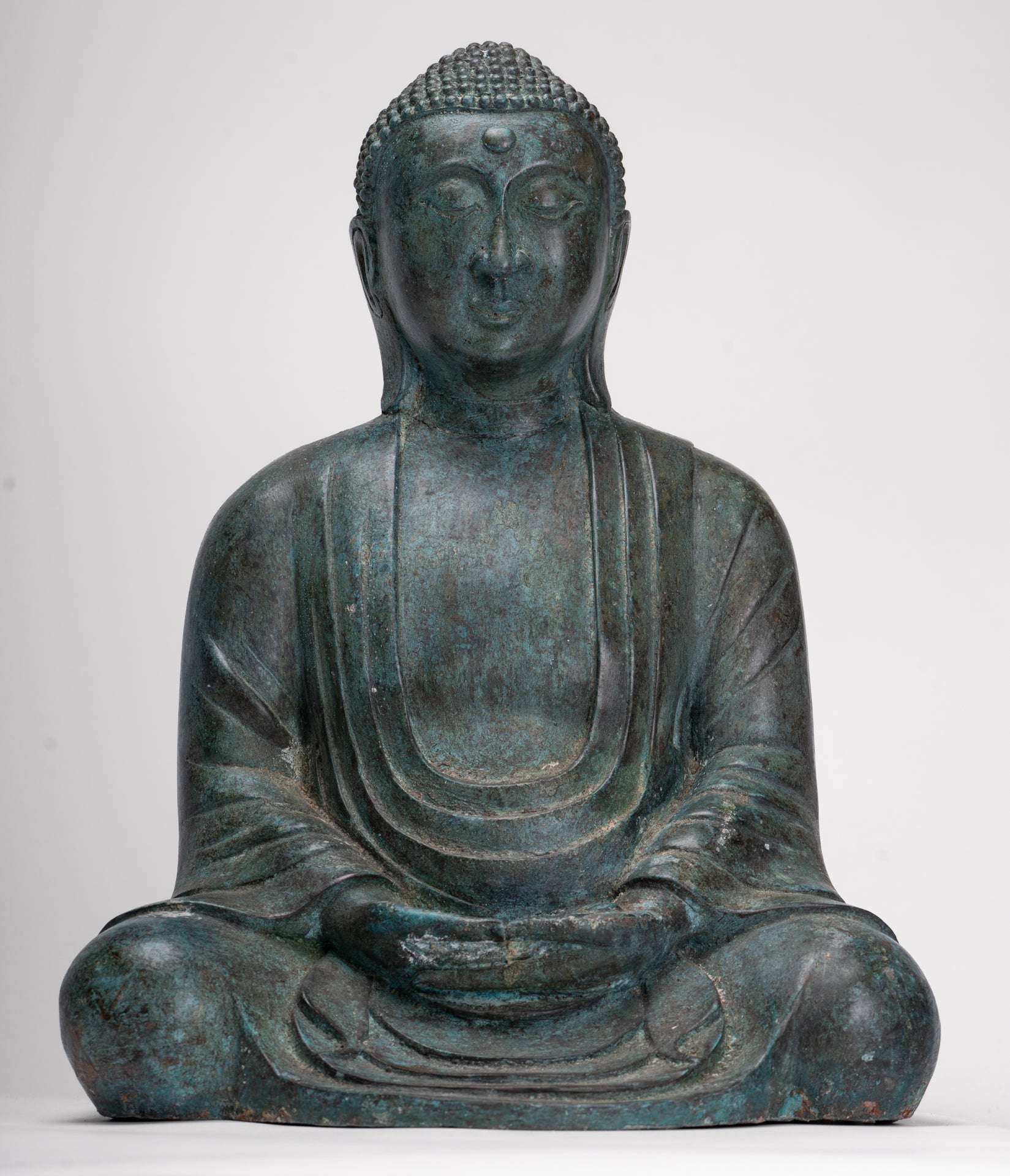 Japanese Buddha - Antique Japanese Style Bronze Seated Meditation Amitabha Buddha Statue - 38cm/15"