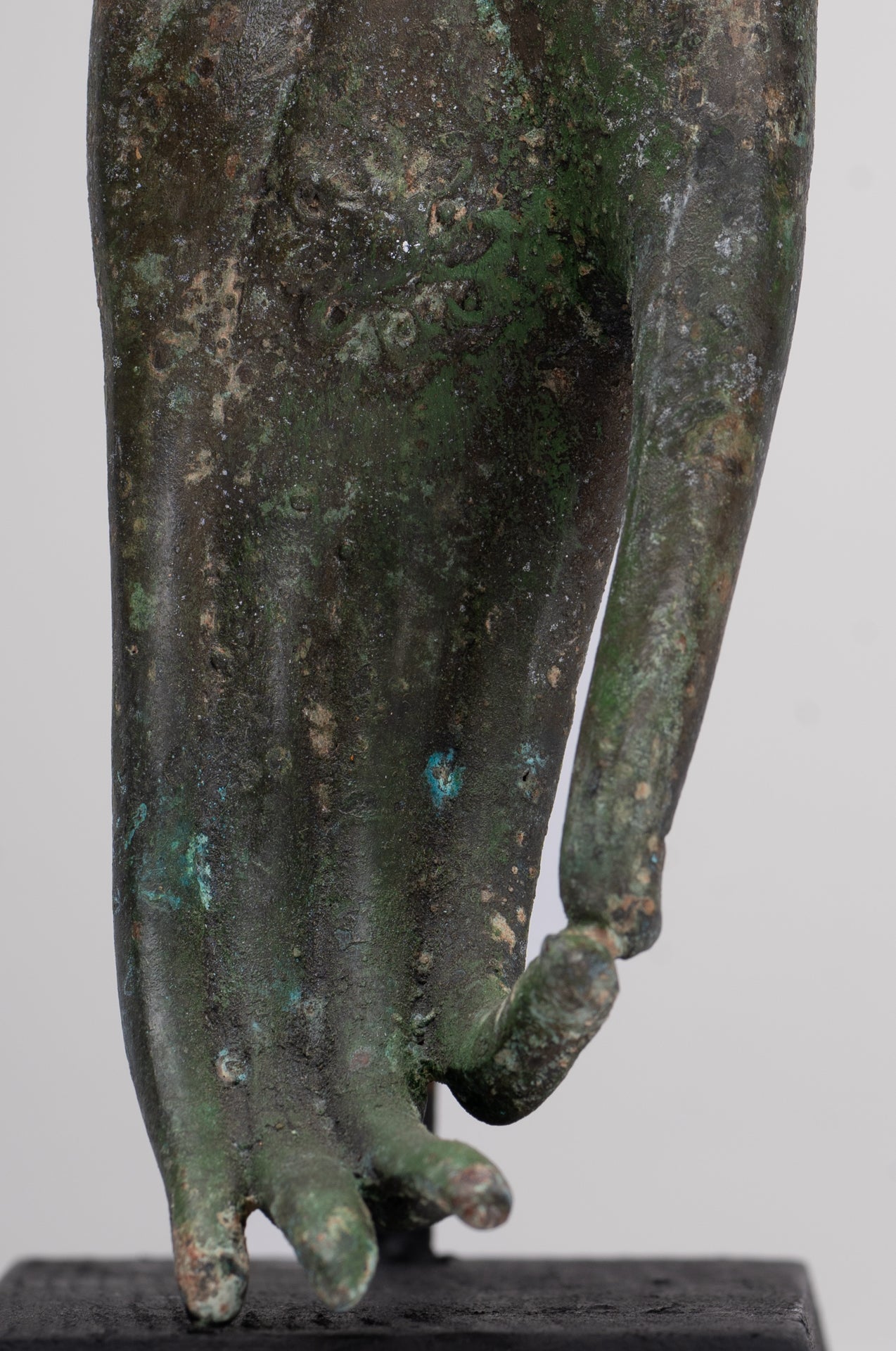 Mounted Antique Thai Style Southeast Asia Bronze Thai Teaching Hand - 25.5cm/10"