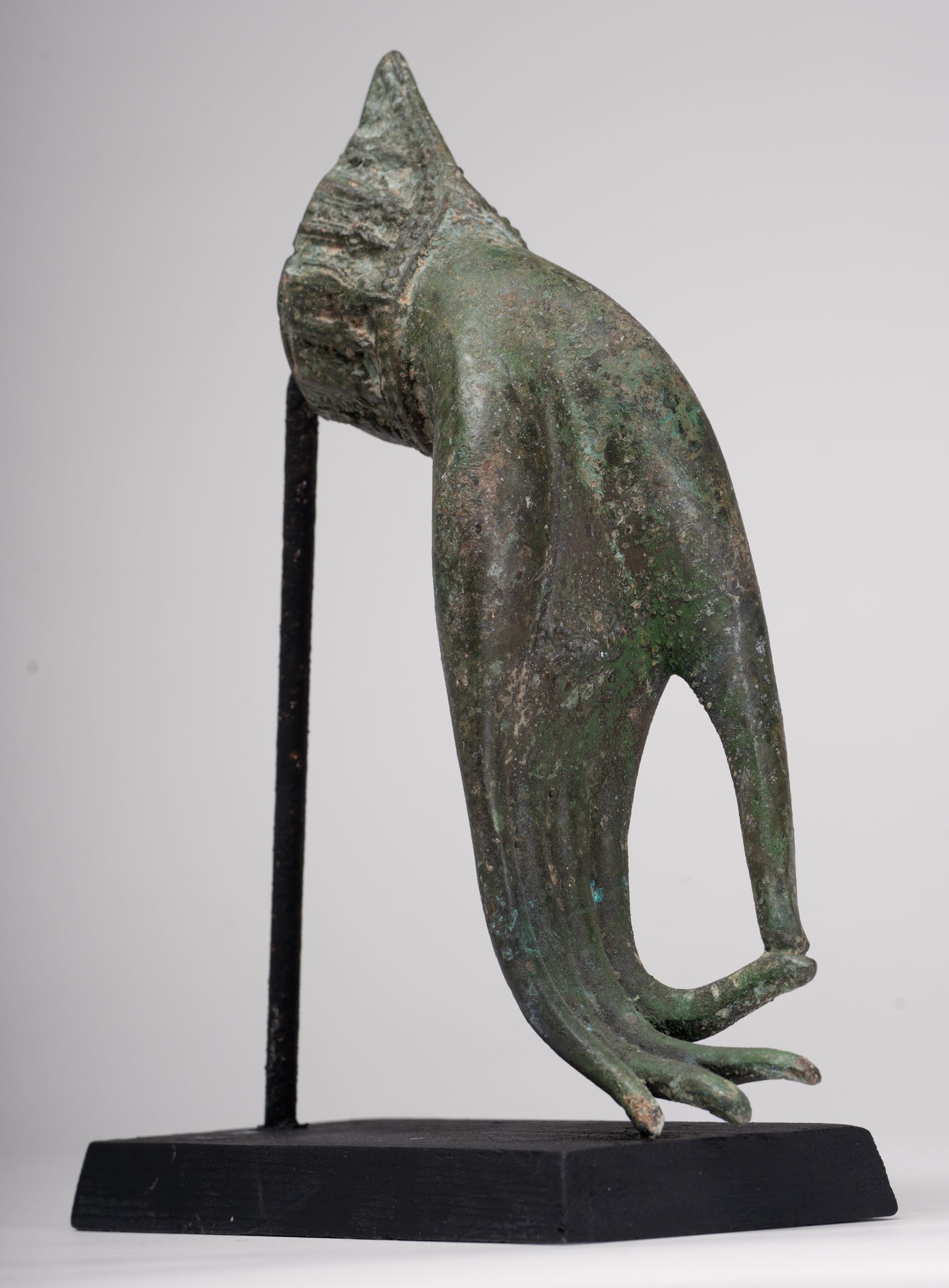 Mounted Antique Thai Style Southeast Asia Bronze Thai Teaching Hand - 25.5cm/10"