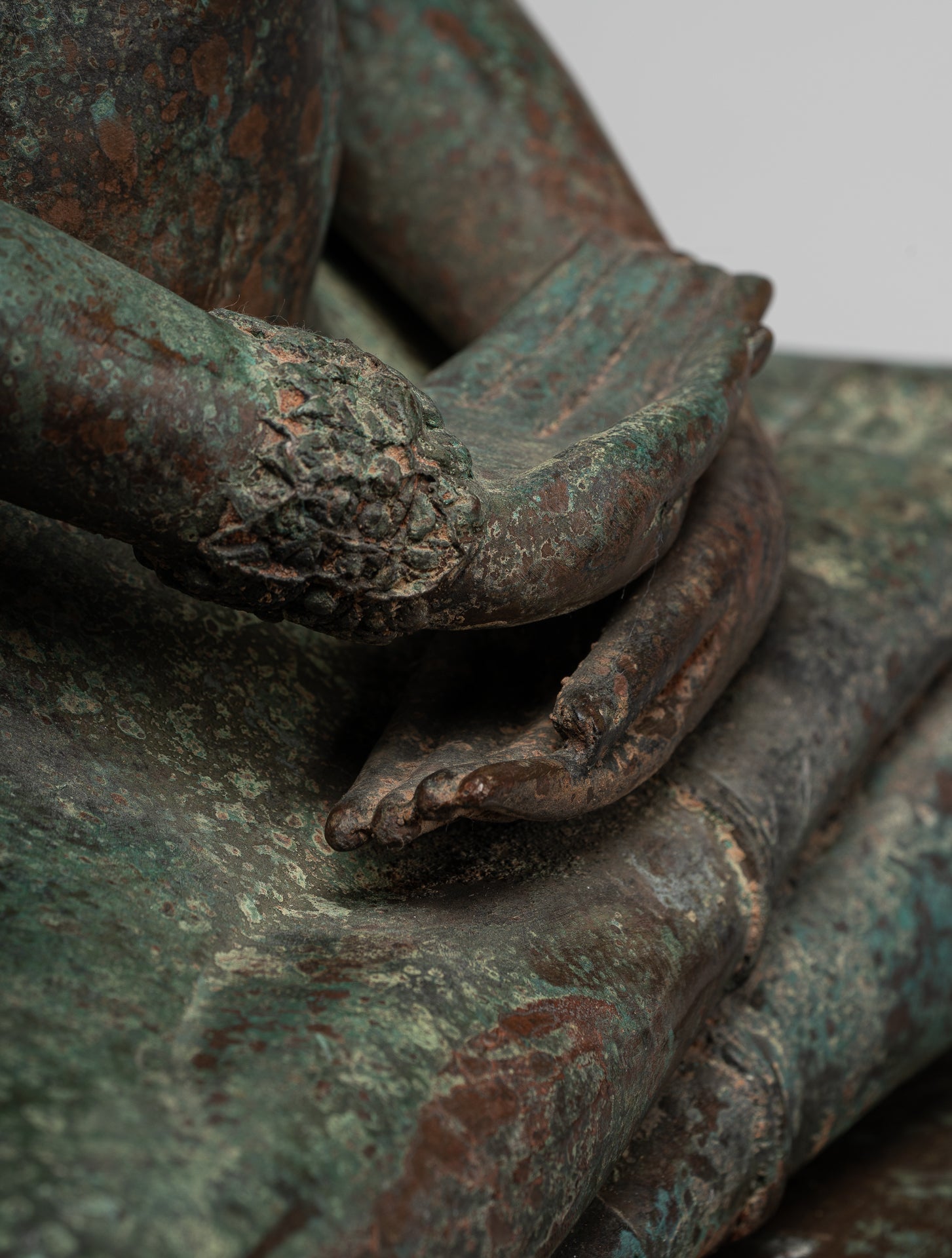 Antique Thai Style Seated Bronze Royal Ayutthaya Meditation Buddha Statue - 90cm/36"