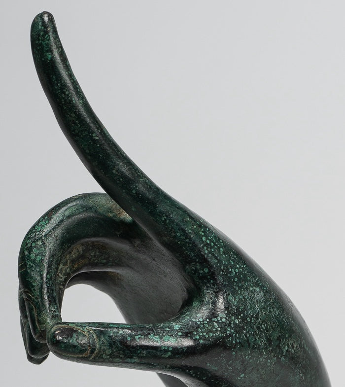 Mounted Antique Khmer Style Bronze Apsara Suchi Mudra Hand - 30cm/12"