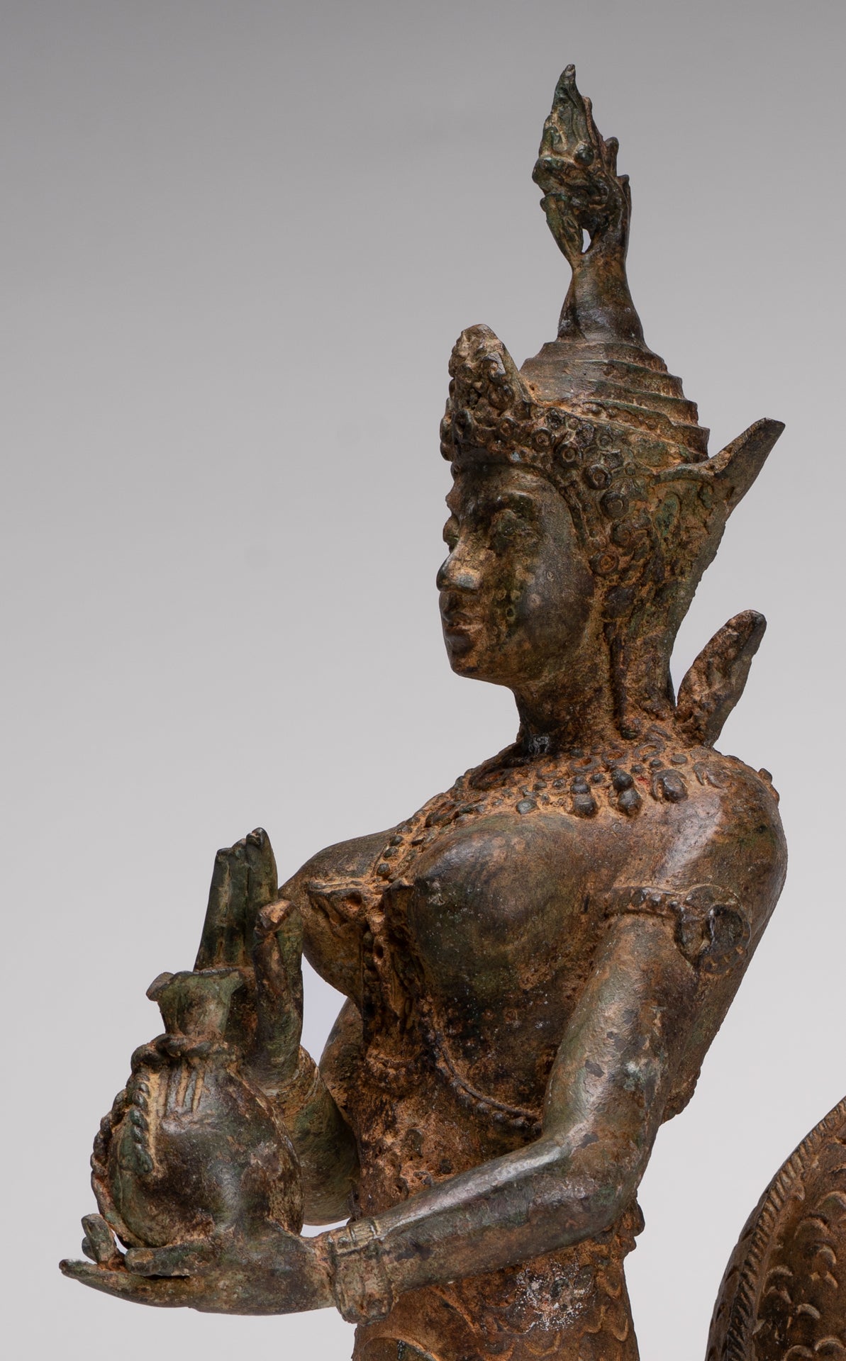 Naga Statue - Antique Thai Style Bronze Female Deity with Naga Tail Statue - 41cm/16"