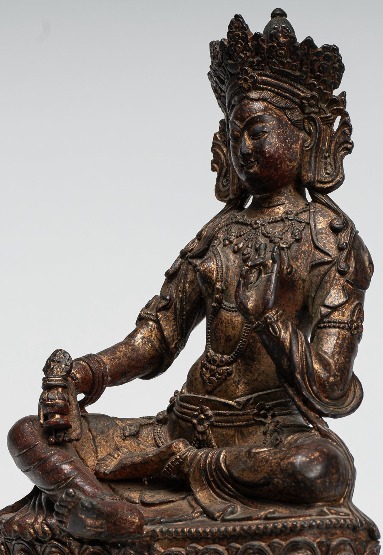 Buddha Statue - Antiquen chinesischer Stil sitzend Bronze Unterricht Buddha - 28 cm/11 "