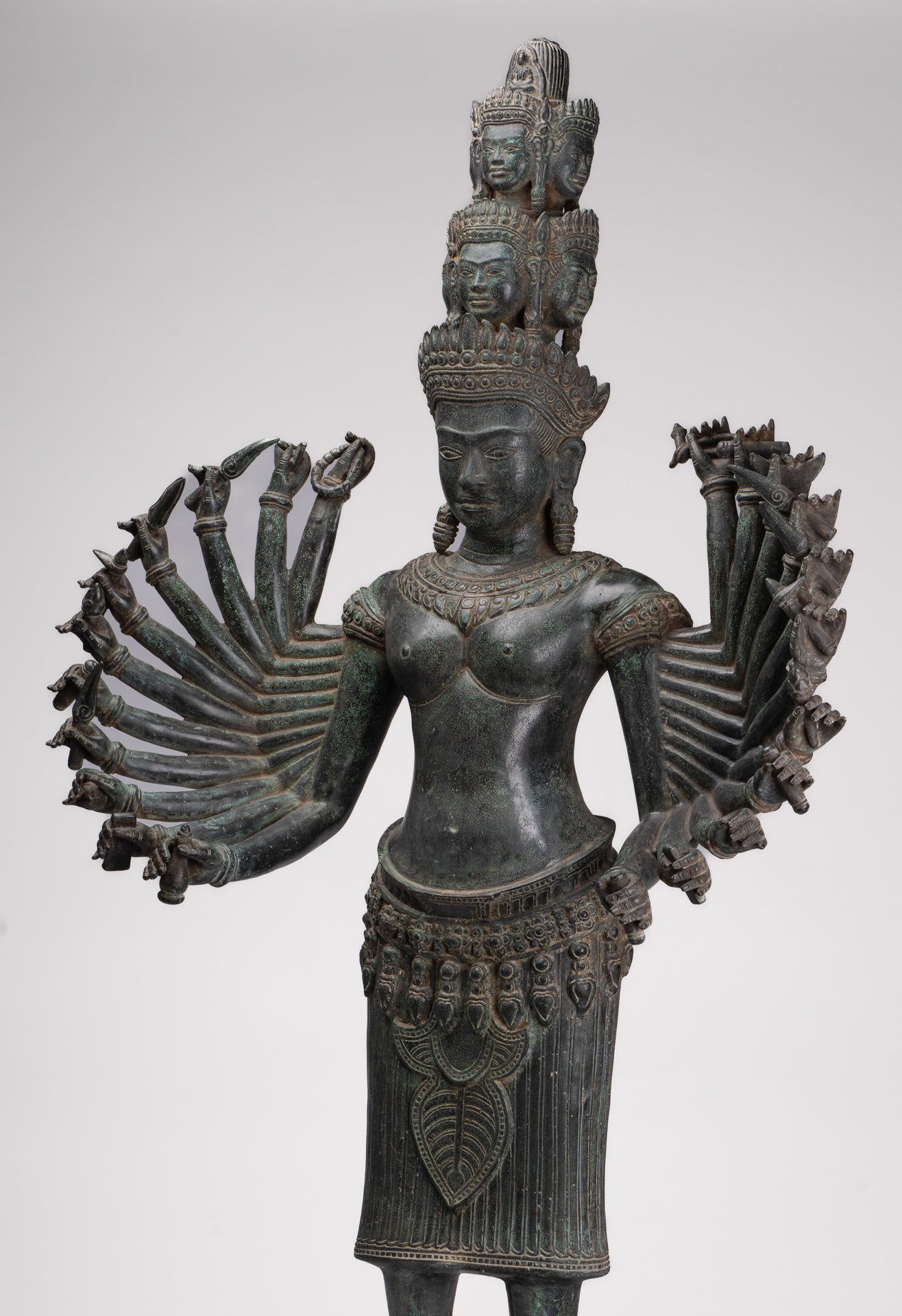 Deity Statue - Antique Khmer Style Bayon Prajnaparamita Statue / Goddess - 115cm/46"