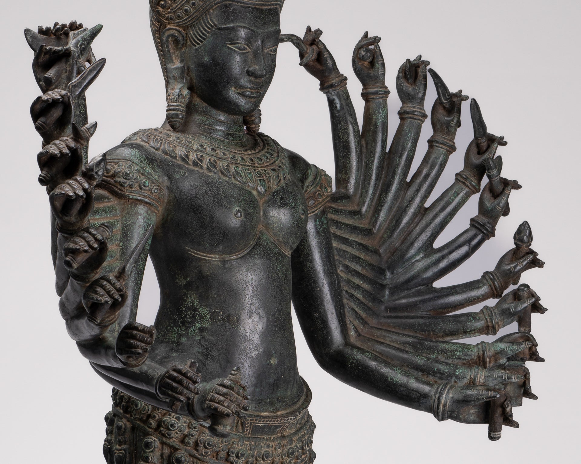 Deity Statue - Antique Khmer Style Bayon Prajnaparamita Statue / Goddess - 115cm/46"