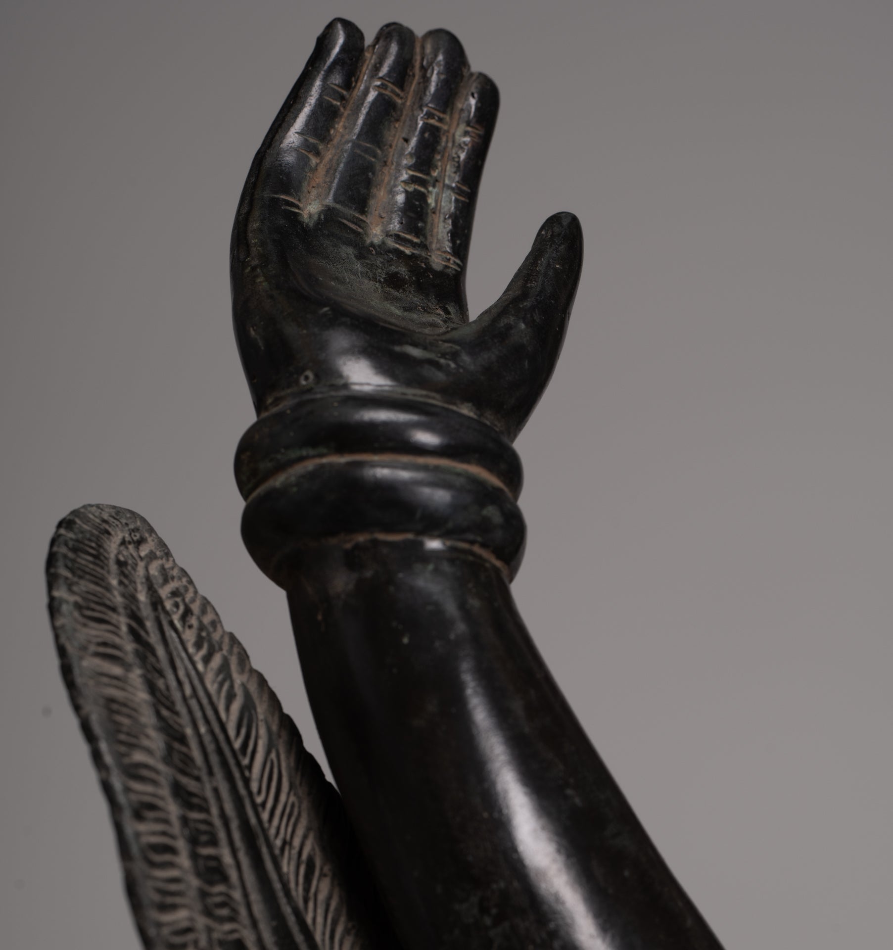 Antique Banteay Srei Style Seated Bronze Khmer Vishnu Garuda Statue - 71cm/28"