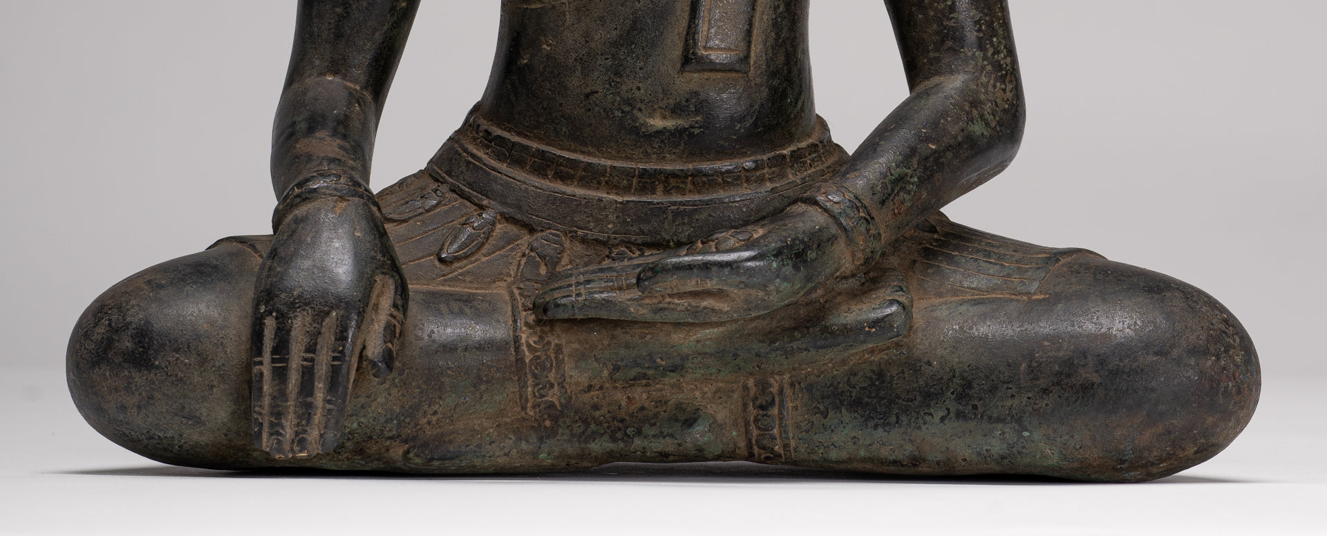 Buddha Statue - Antique Khmer Style Bronze Enlightenment Bayon Buddha Statue - 37cm/15"