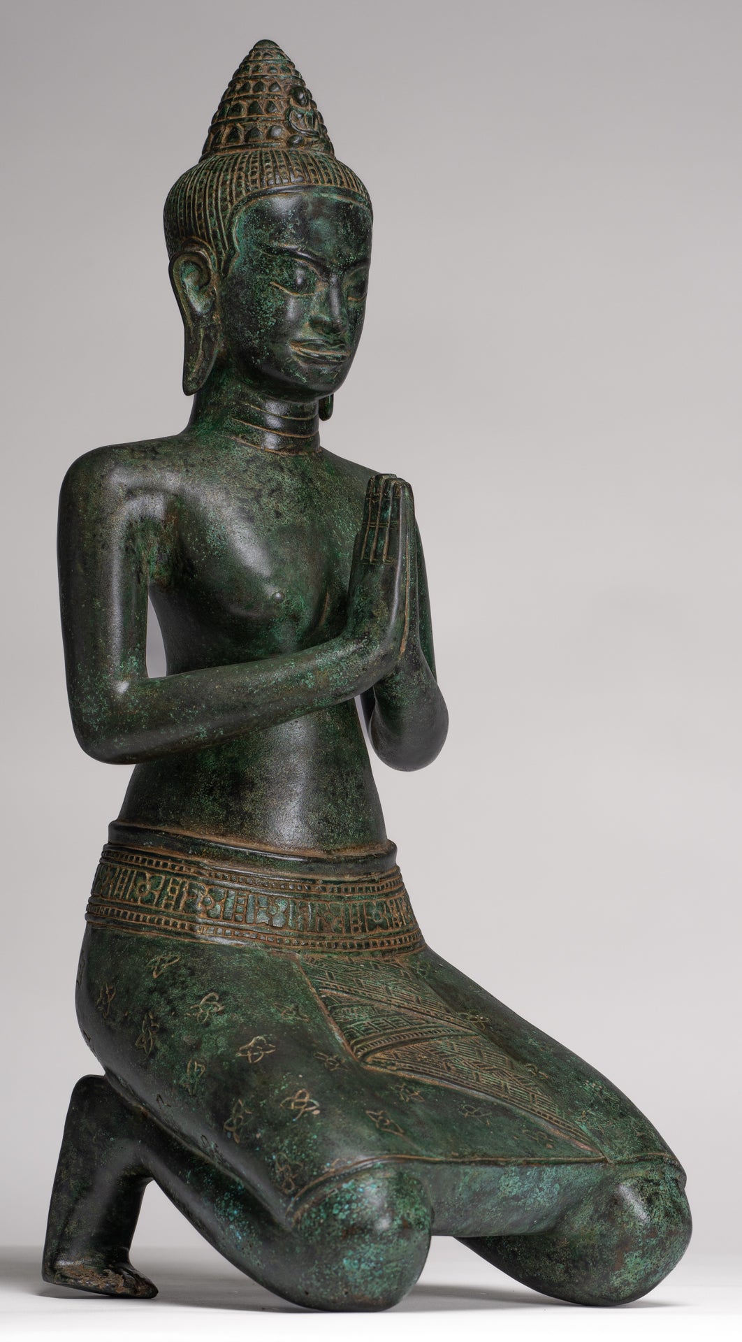 Deity Statue - Antique Khmer Style Bayon Prajnaparamita Statue / Goddess - 54cm/22"