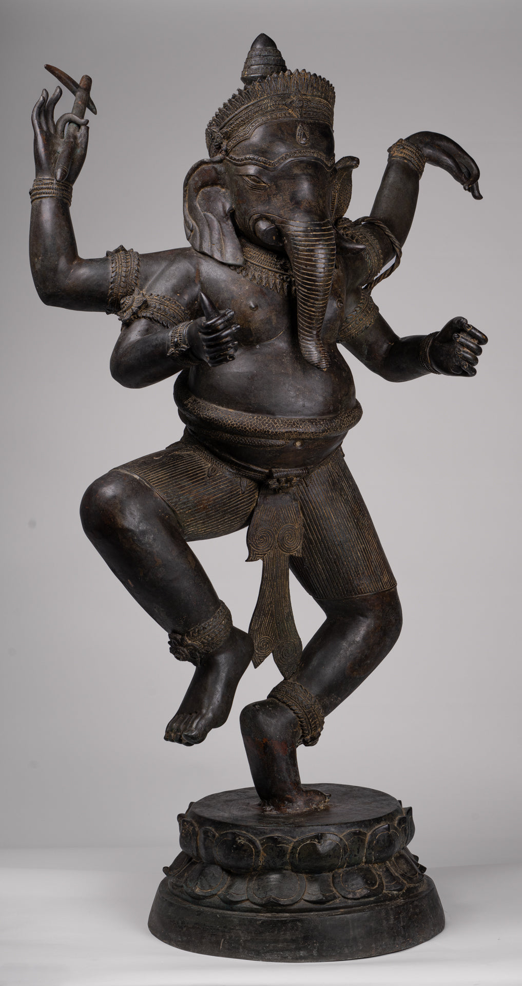 Large Ganesha Statue - Antique Thai Style Bronze Dancing Ganesh Statue - 120cm/48"