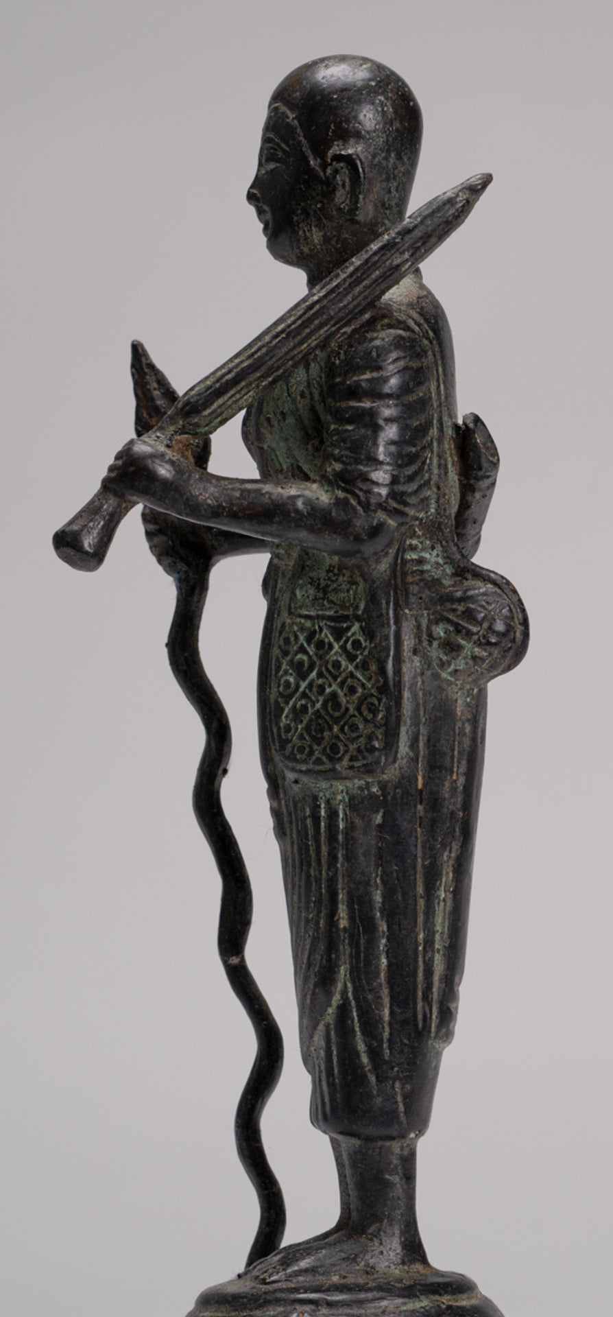 Monk - Antique Thai Style Bronze Dvaravati Devotee / Disciple of Buddha Statue - 26cm/10"