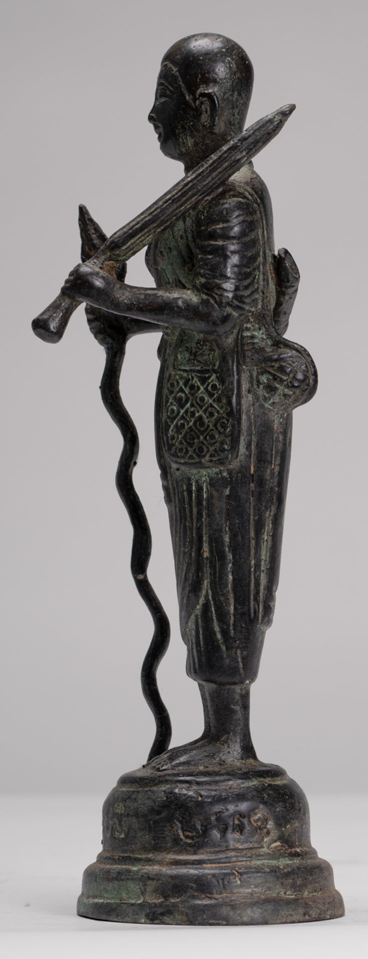 Monk - Antique Thai Style Bronze Dvaravati Devotee / Disciple of Buddha Statue - 26cm/10"