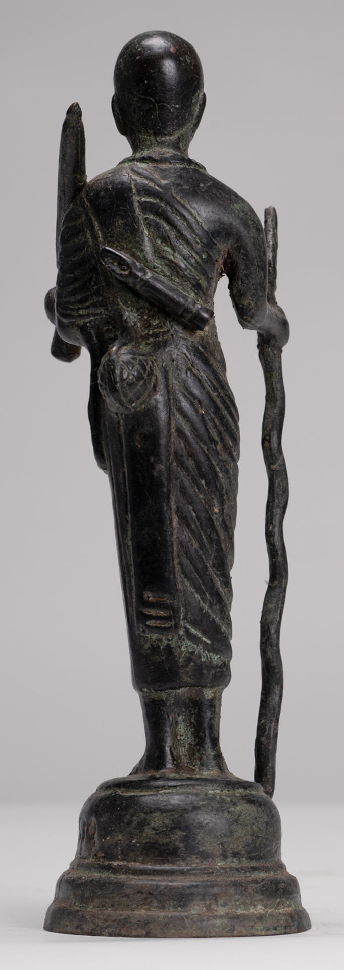 Monk - Antique Thai Style Bronze Dvaravati Devotee / Disciple of Buddha Statue - 26cm/10"