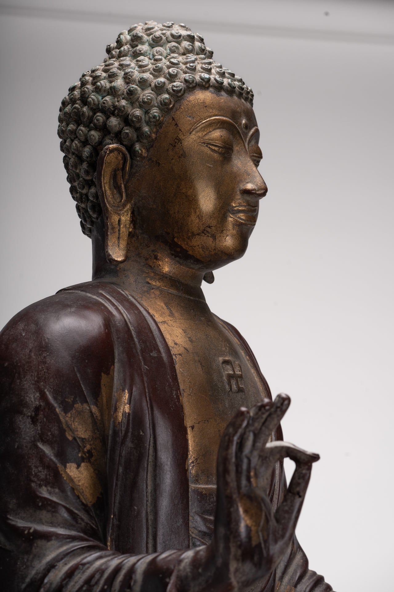 Masterpiece Buddha Statue - Antique Tibet Style Seated Teaching Buddha Statue - 88cm/35"