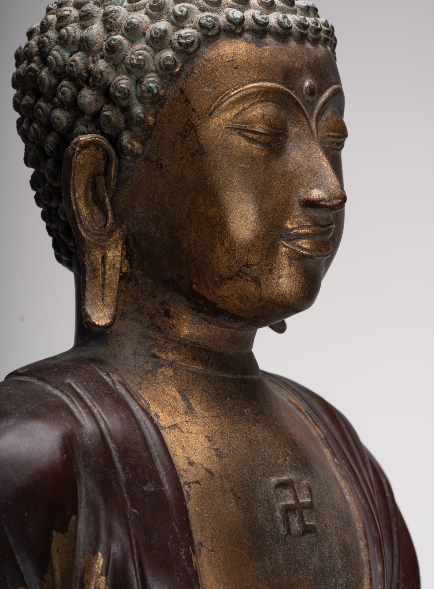 Masterpiece Buddha Statue - Antique Tibet Style Seated Teaching Buddha Statue - 88cm/35"