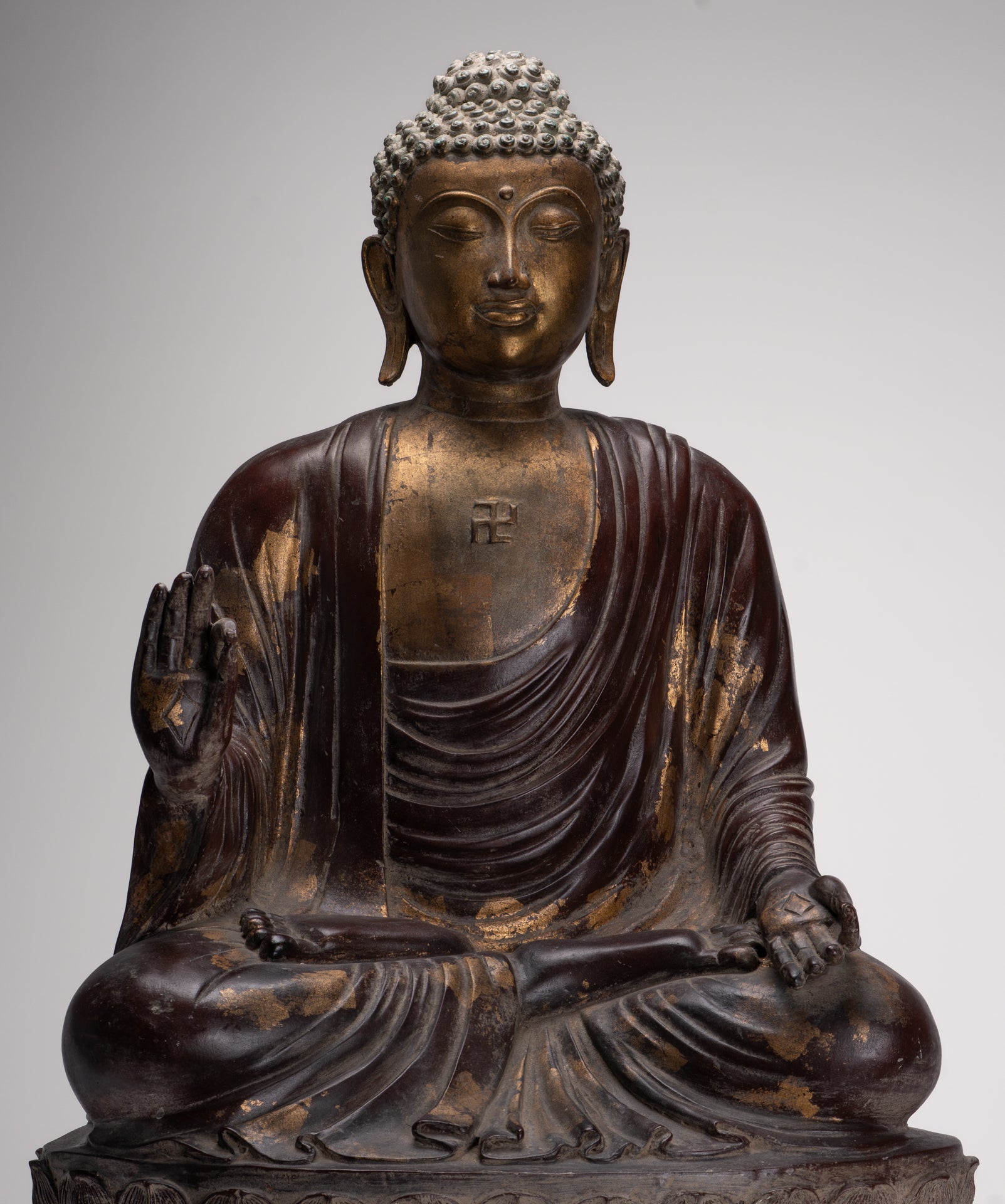 Masterpiece Buddha Statue - Antique Tibet Style Seated Teaching Buddha Statue - 88cm/35"