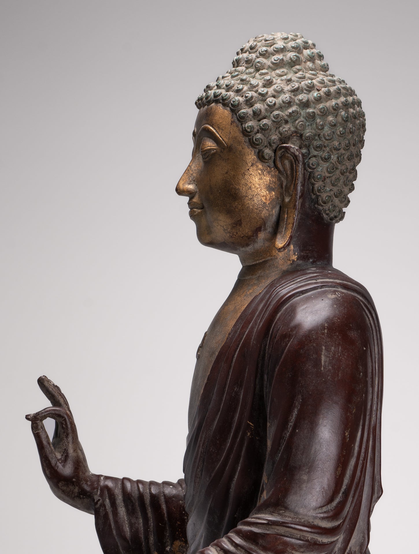 Masterpiece Buddha Statue - Antique Tibet Style Seated Teaching Buddha Statue - 88cm/35"