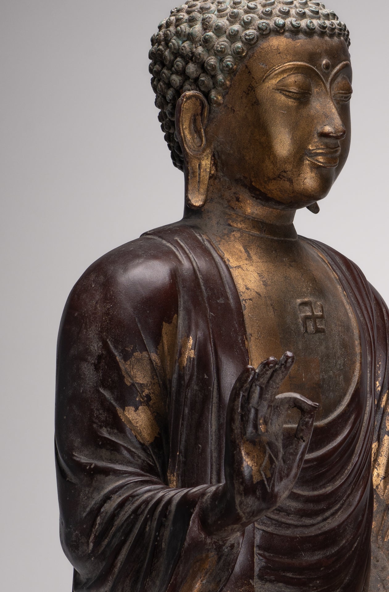 Masterpiece Buddha Statue - Antique Tibet Style Seated Teaching Buddha Statue - 88cm/35"