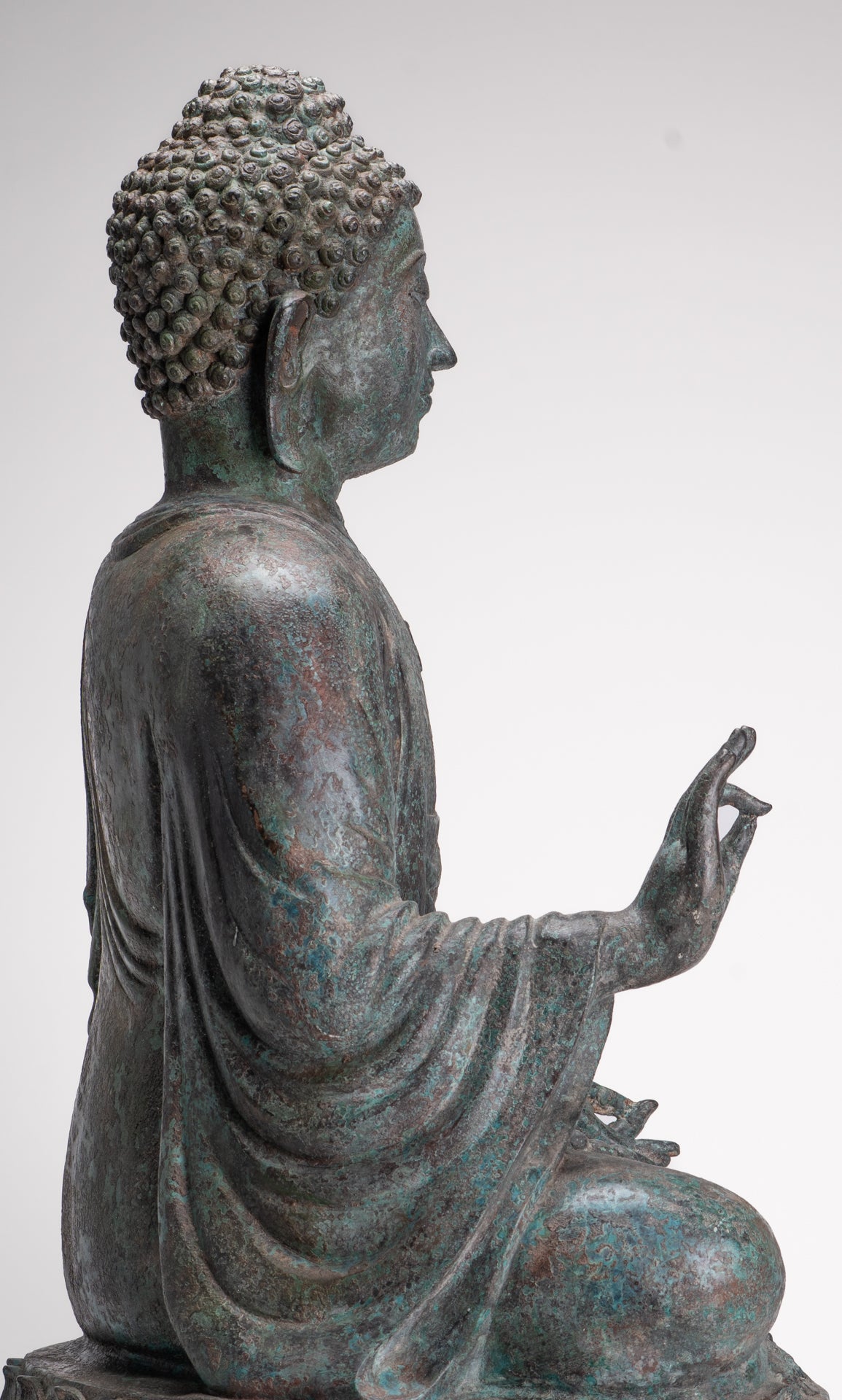 Masterpiece Antique Tibet Style Seated Teaching Buddha Statue - 88cm/35"