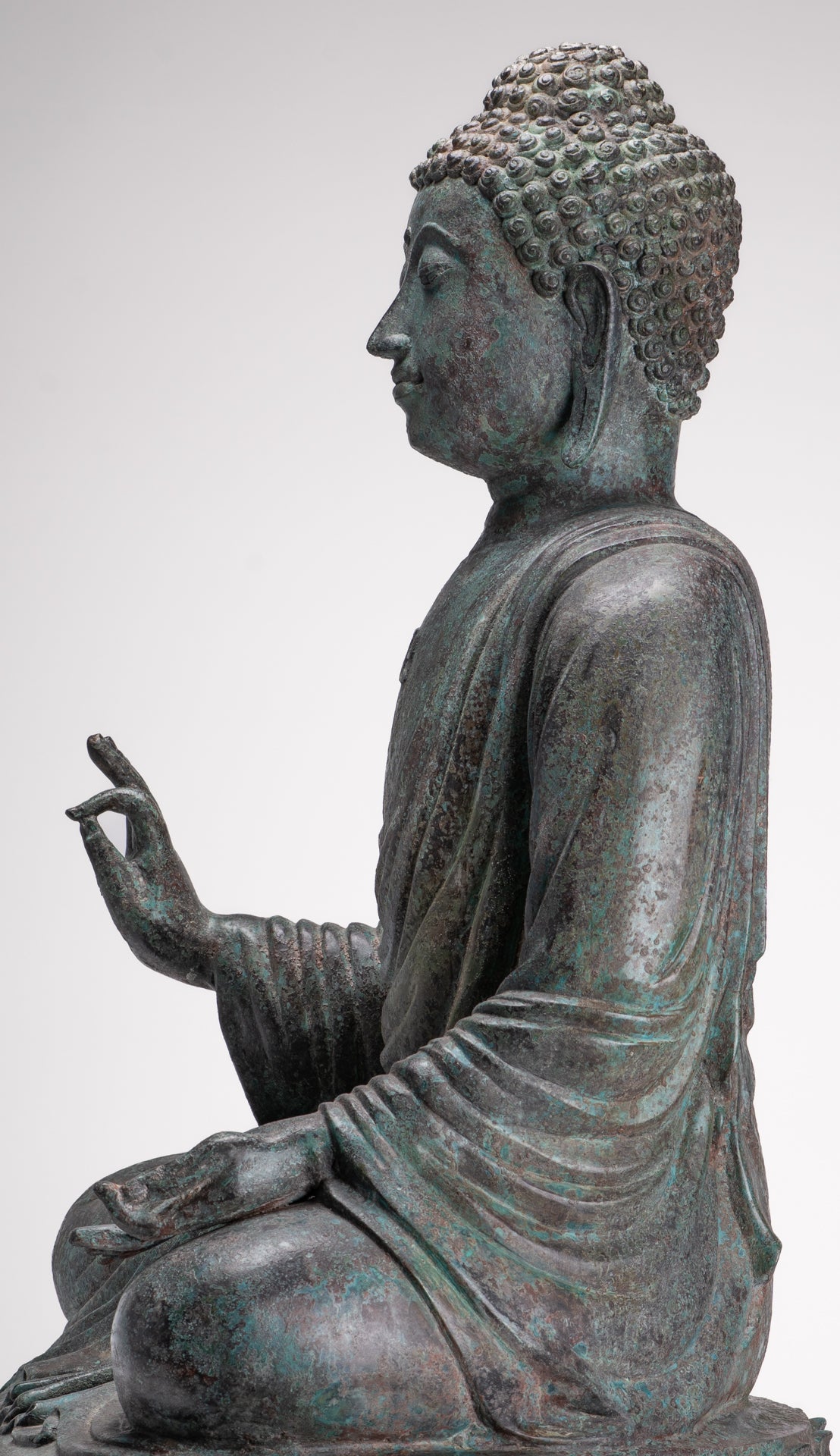 Masterpiece Antique Tibet Style Seated Teaching Buddha Statue - 88cm/35"