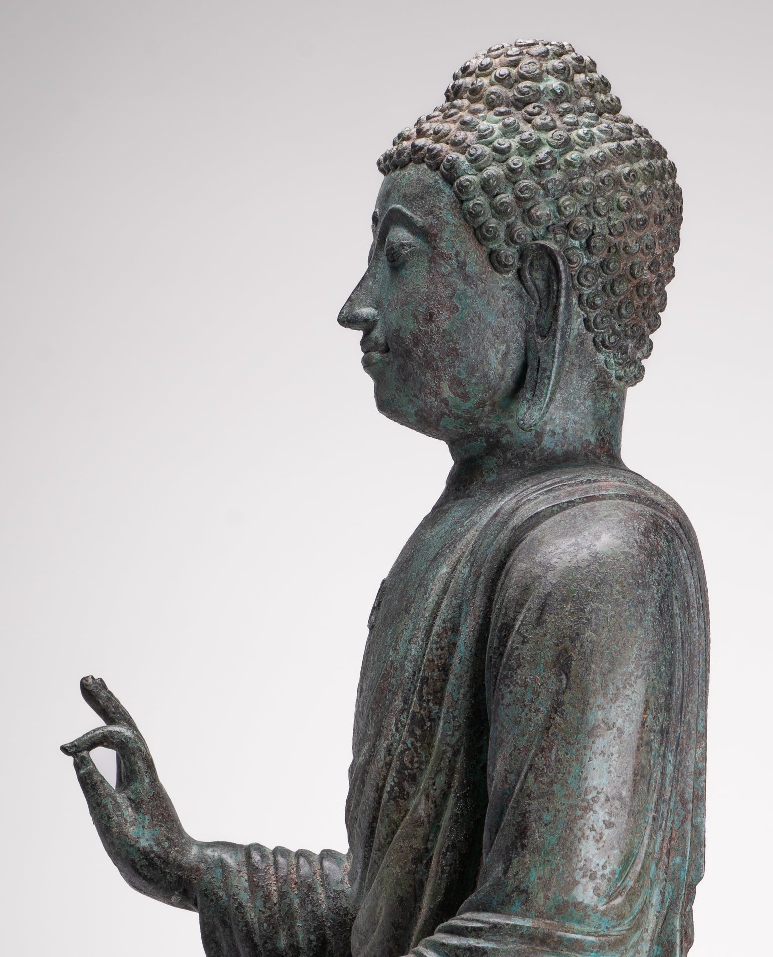 Masterpiece Antique Tibet Style Seated Teaching Buddha Statue - 88cm/35"