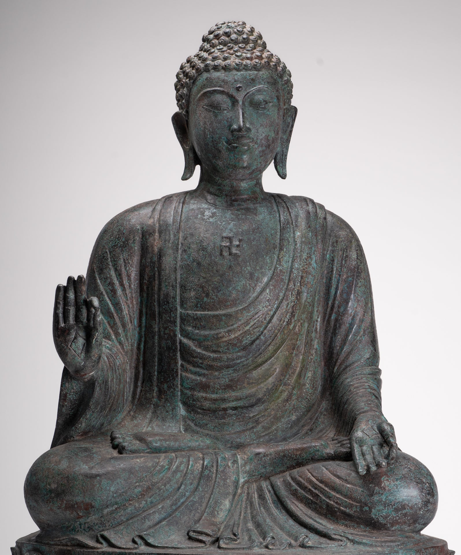 Masterpiece Antique Tibet Style Seated Teaching Buddha Statue - 88cm/35"