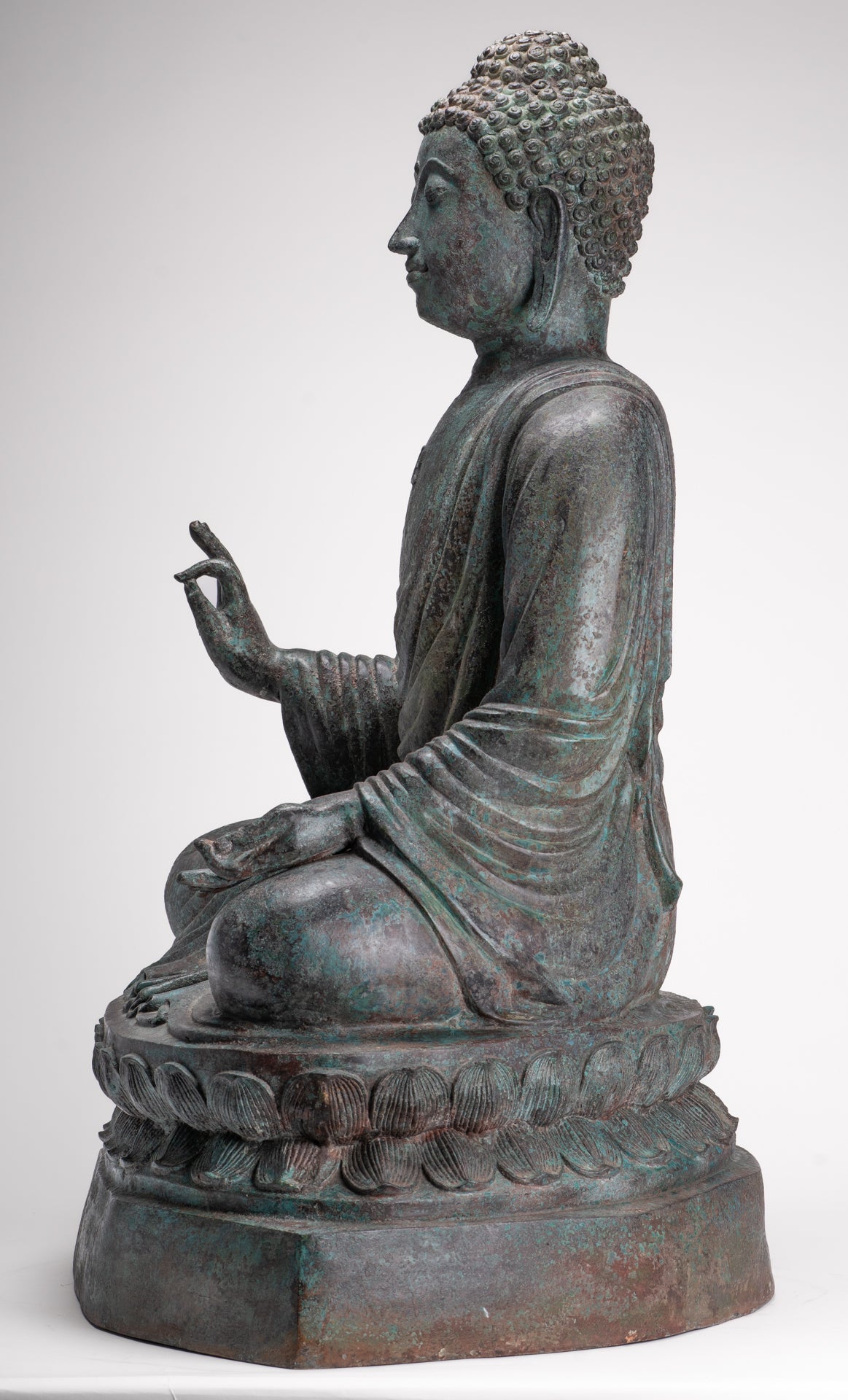 Masterpiece Antique Tibet Style Seated Teaching Buddha Statue - 88cm/35"