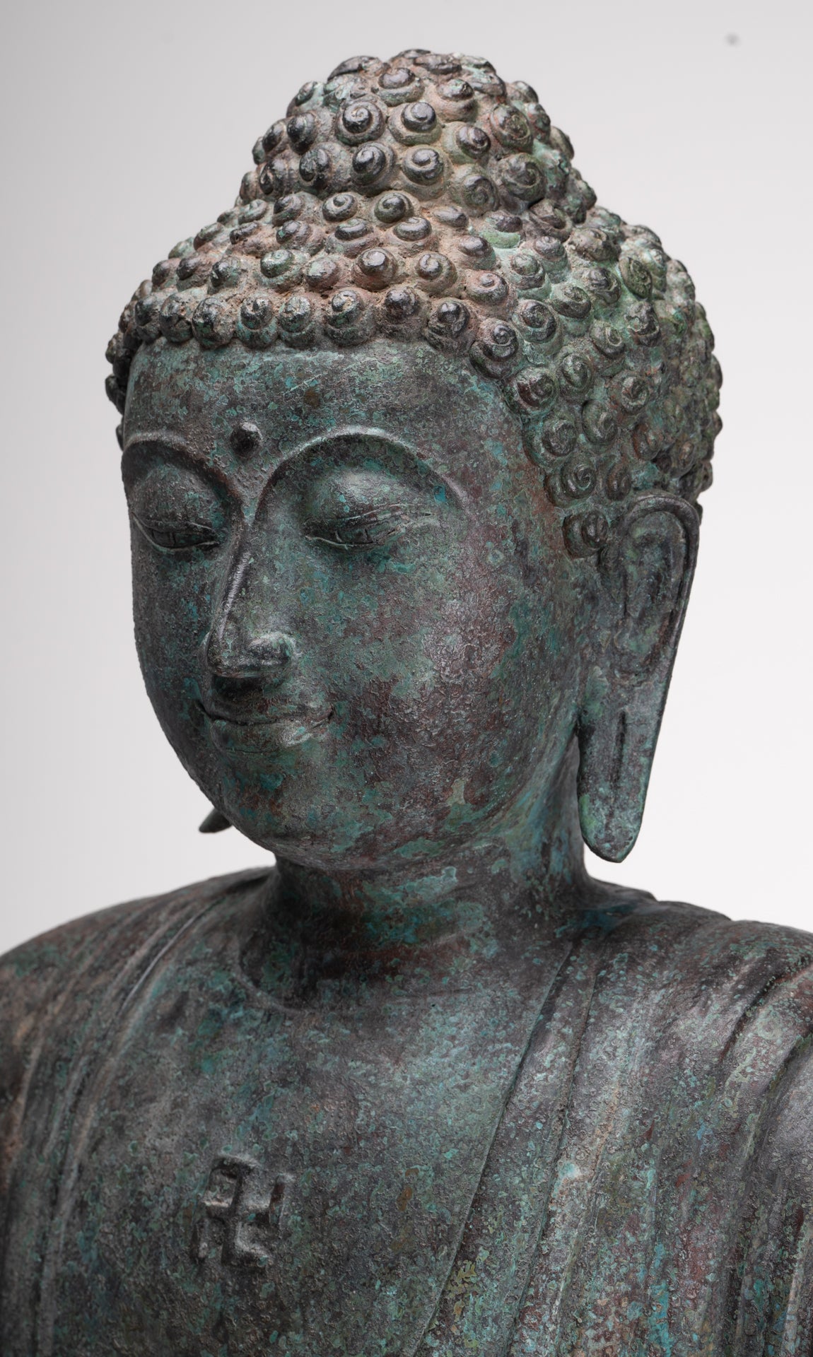 Masterpiece Antique Tibet Style Seated Teaching Buddha Statue - 88cm/35"