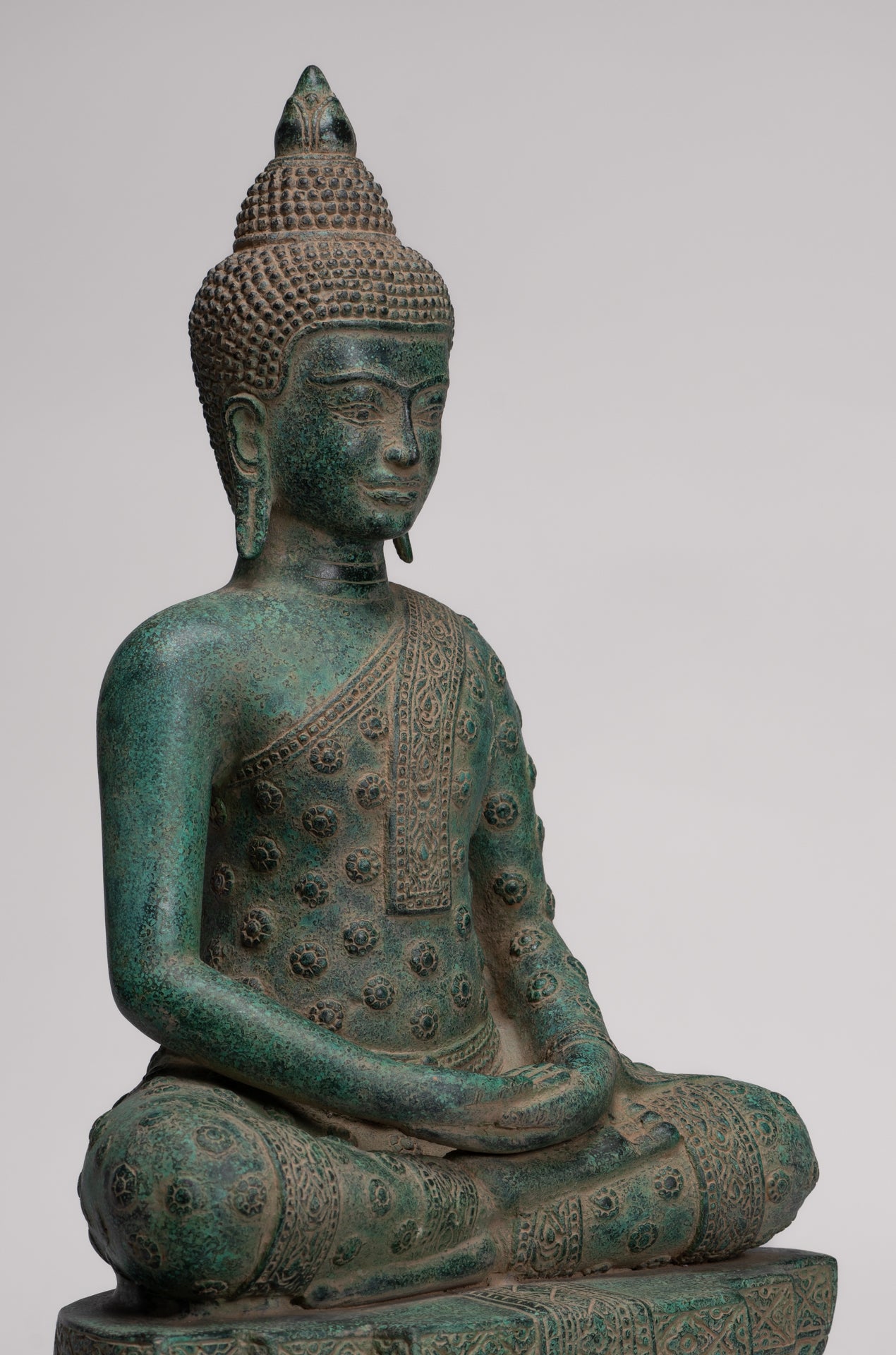 Buddha Statue - Antique Khmer Style Bronze Seated Amitabha Meditation Buddha Statue - 53cm/21"