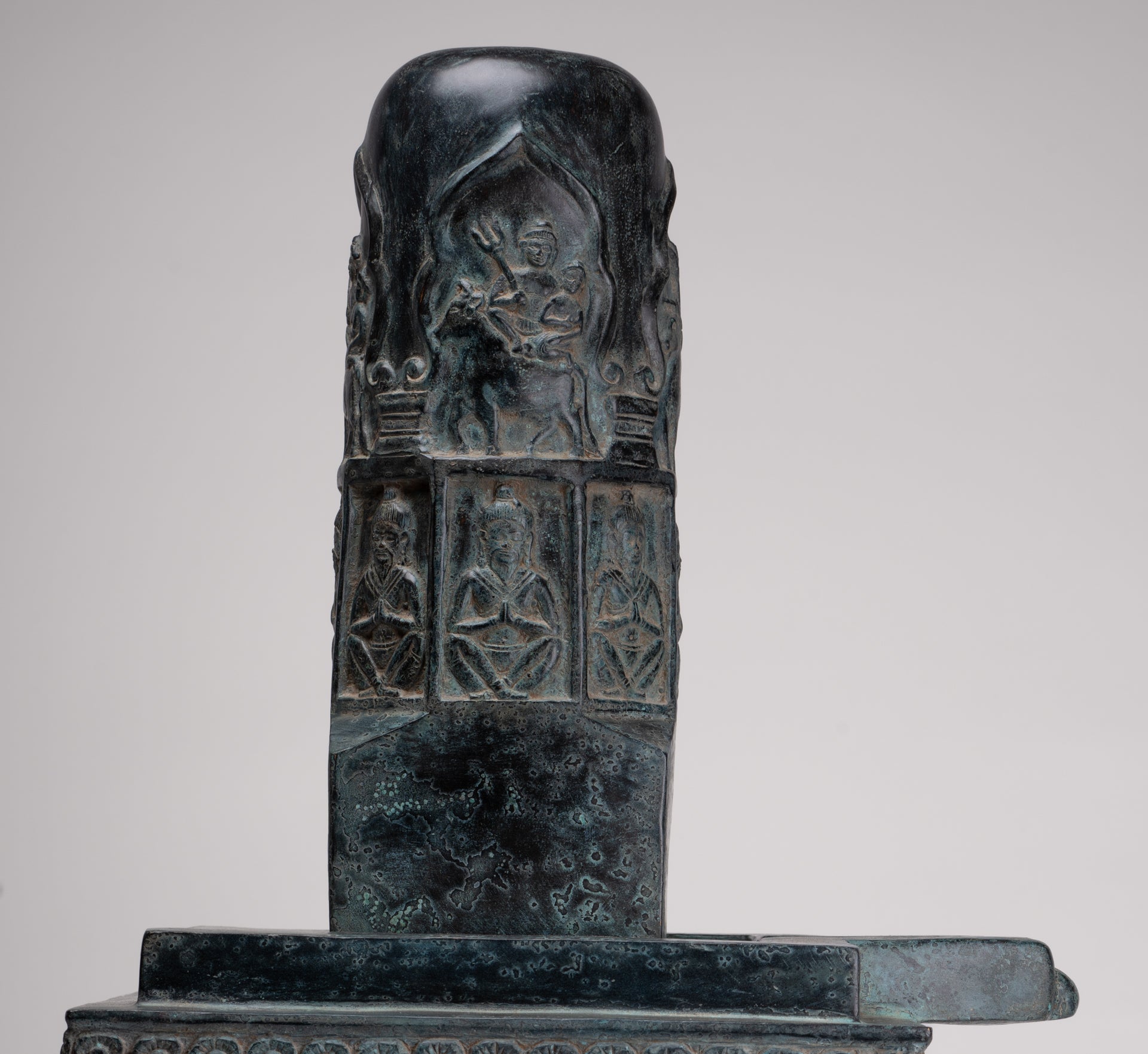 Large Linga Statue - Antique Khmer Style Bronze Linga / Lingnum & Yoni - 53cm/21"