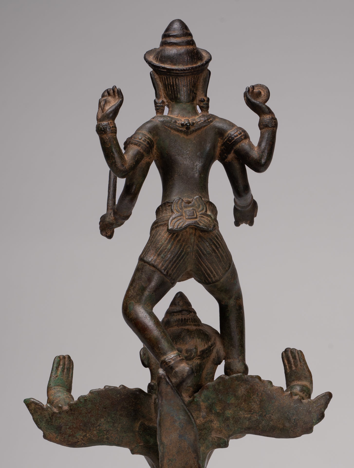 Masterpiece - Antique Khmer Style Bronze Khmer Baphuon Vishnu Statue Riding Garuda - 36cm/14"