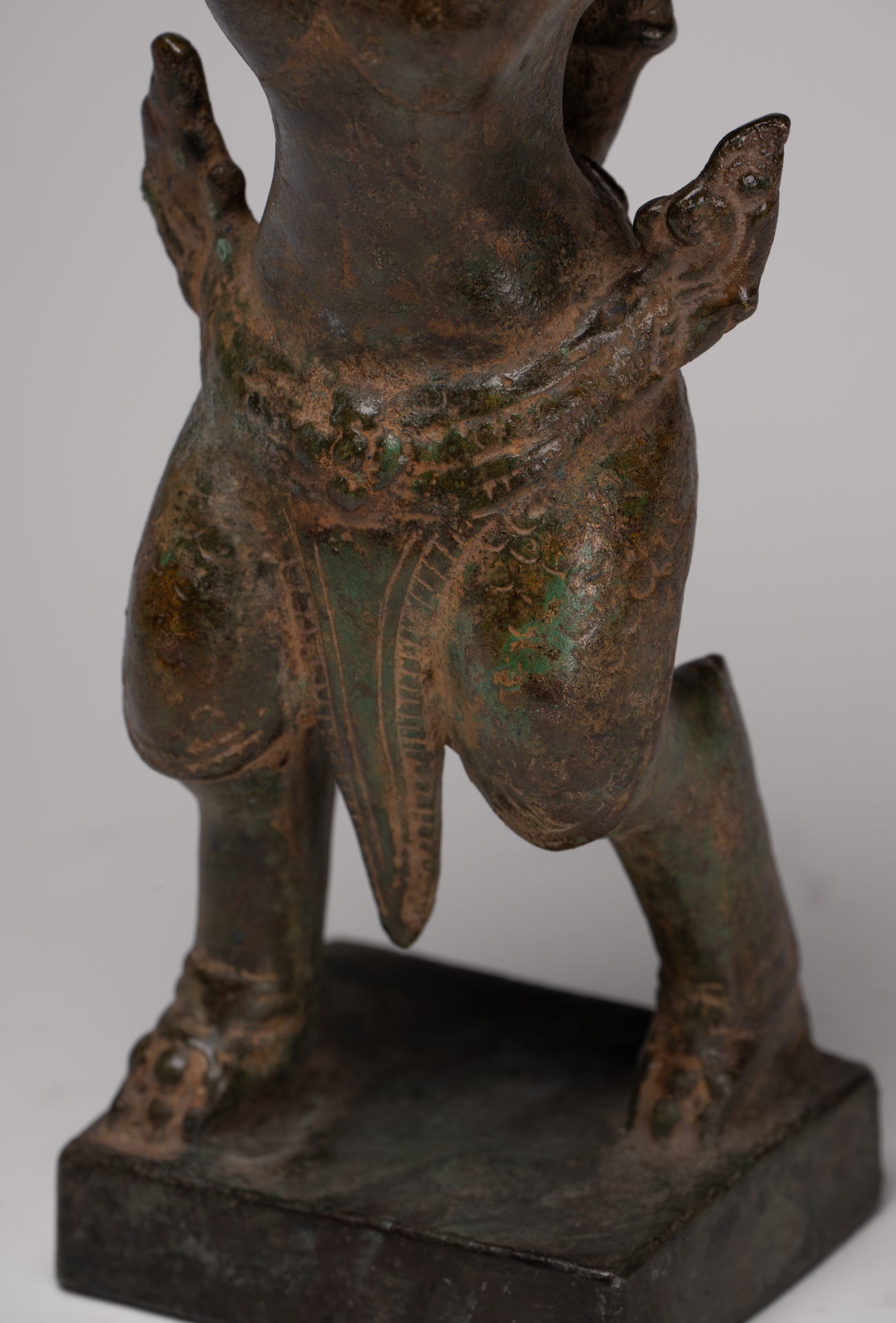 Masterpiece - Antique Khmer Style Bronze Khmer Baphuon Vishnu Statue Riding Garuda - 36cm/14"