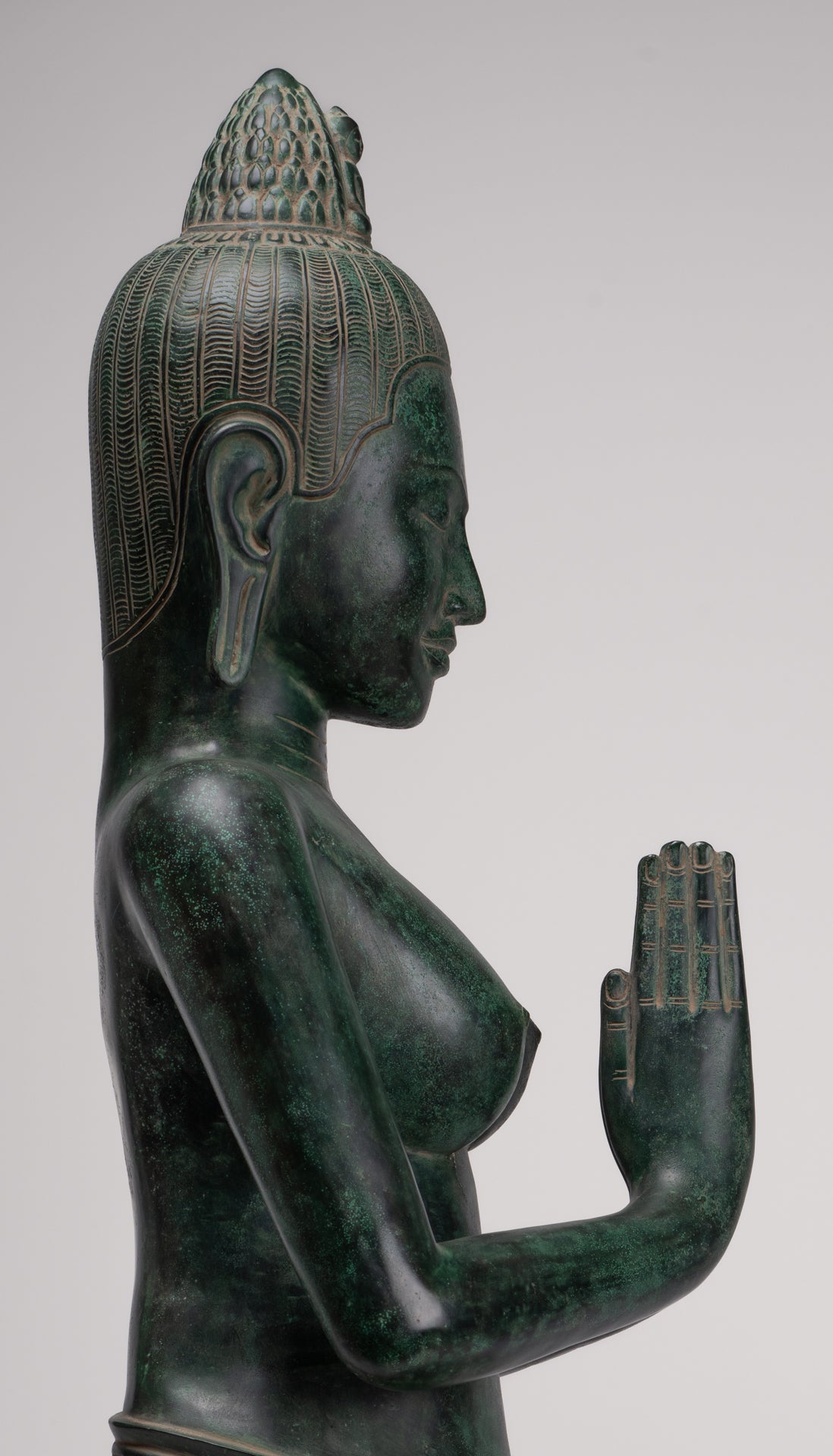 Deity Statue - Antique Khmer Style Bayon Prajnaparamita Statue / Goddess - 95cm/38"