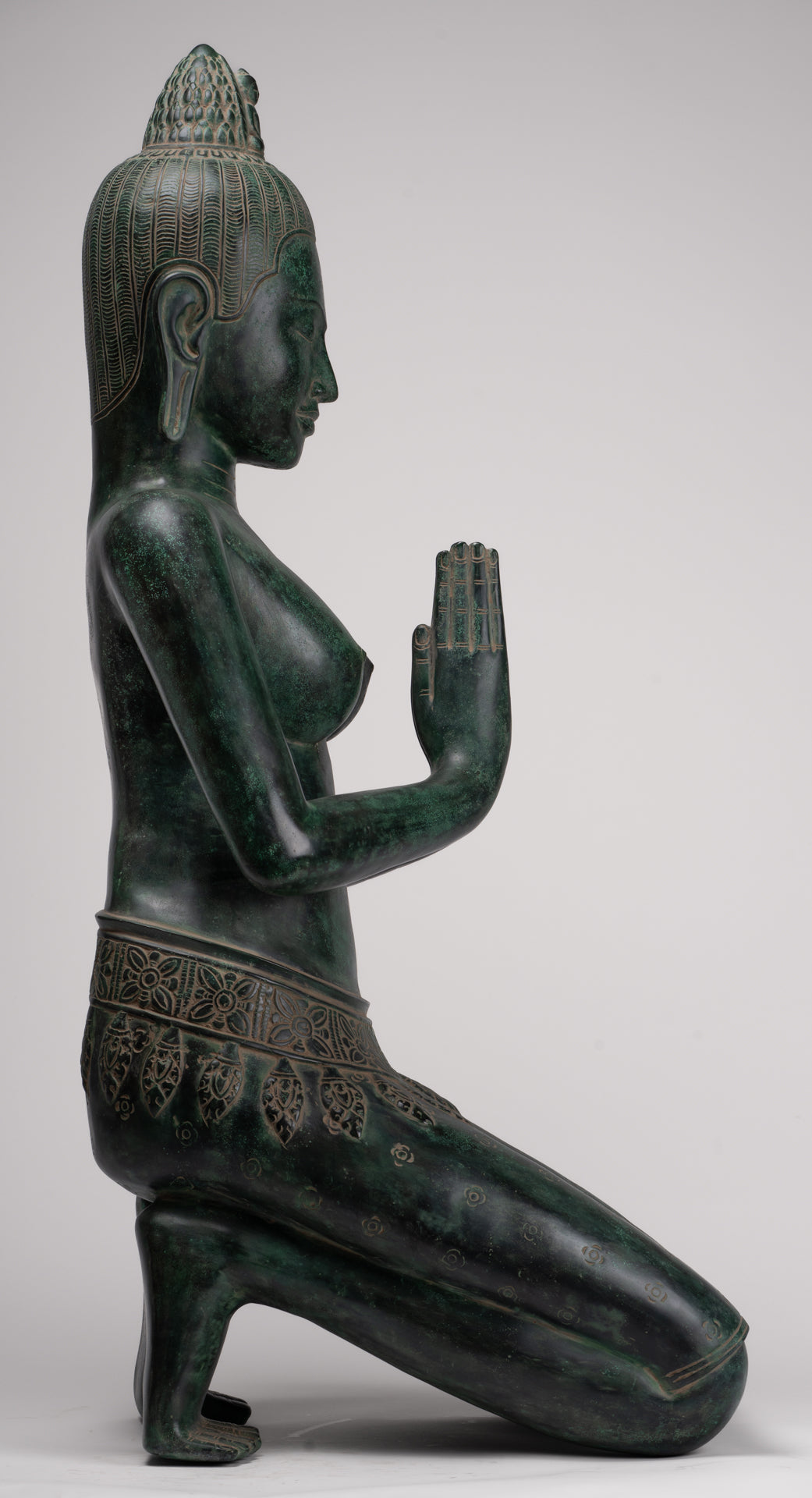 Deity Statue - Antique Khmer Style Bayon Prajnaparamita Statue / Goddess - 95cm/38"