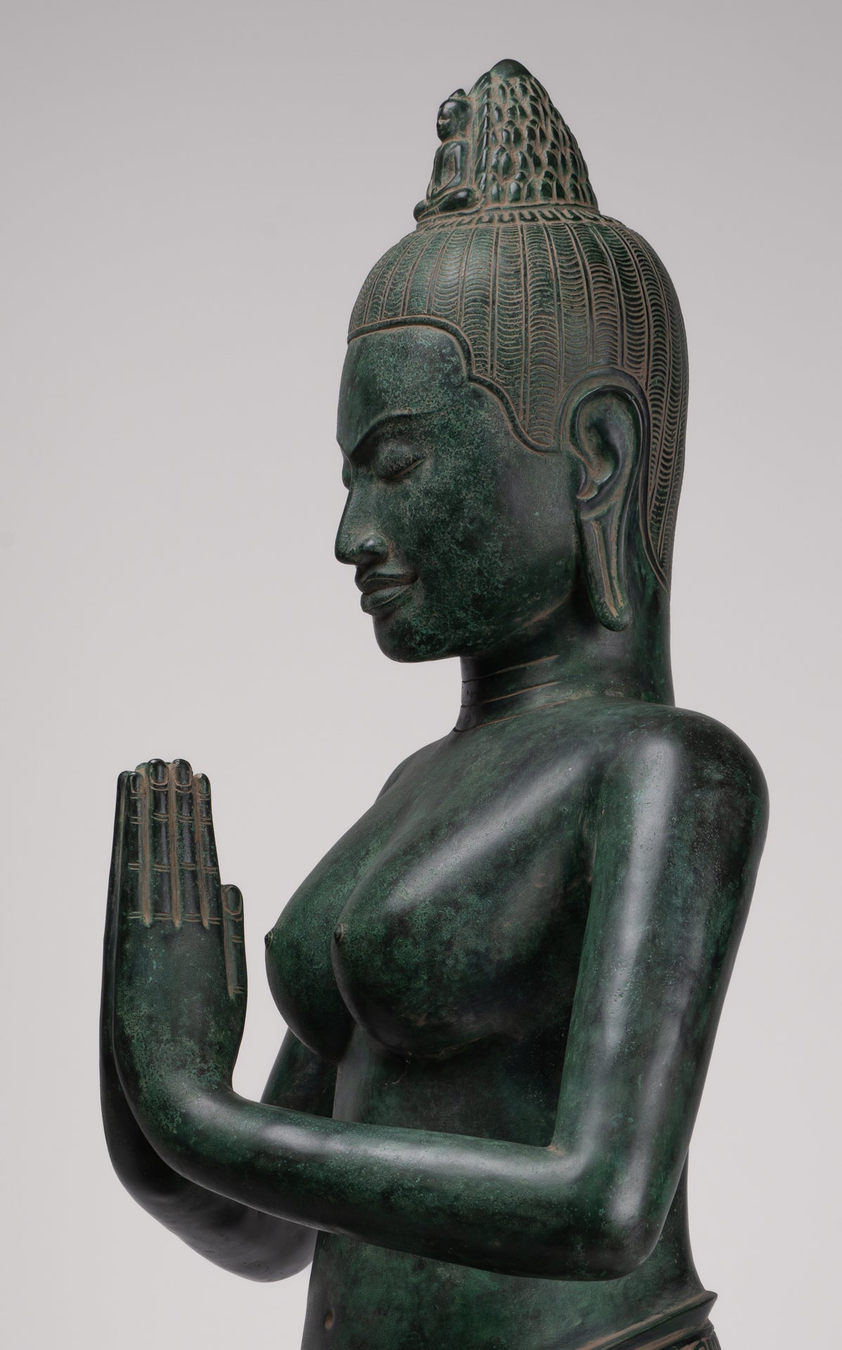 Deity Statue - Antique Khmer Style Bayon Prajnaparamita Statue / Goddess - 95cm/38"