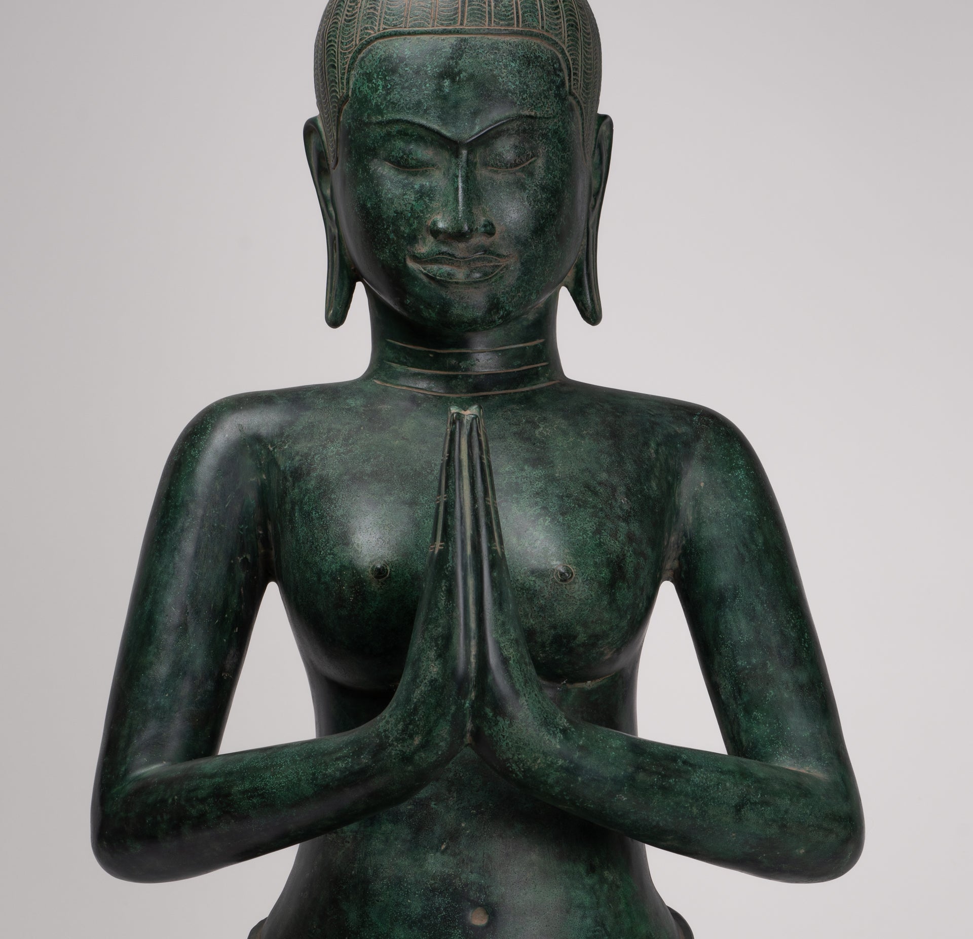 Deity Statue - Antique Khmer Style Bayon Prajnaparamita Statue / Goddess - 95cm/38"